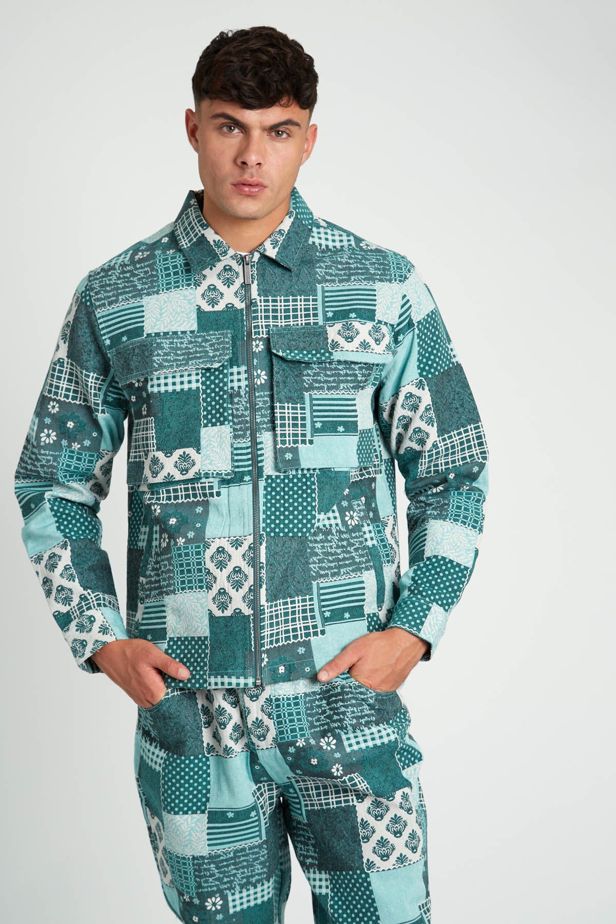 MUNRO PATCHWORK JACQUARD OVERSHIRT