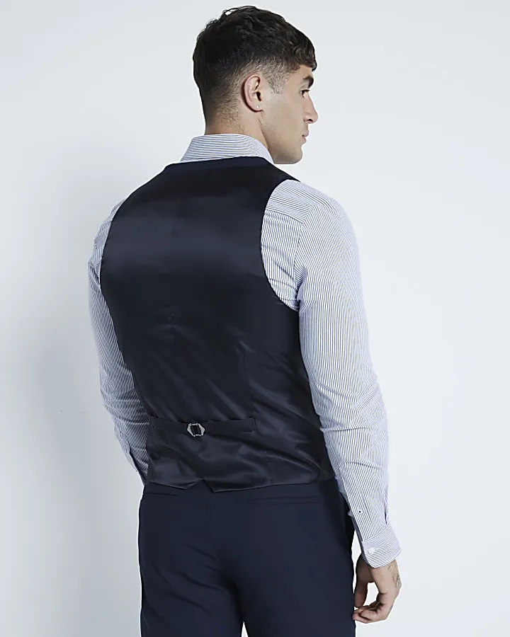 Navy slim fit waistcoat