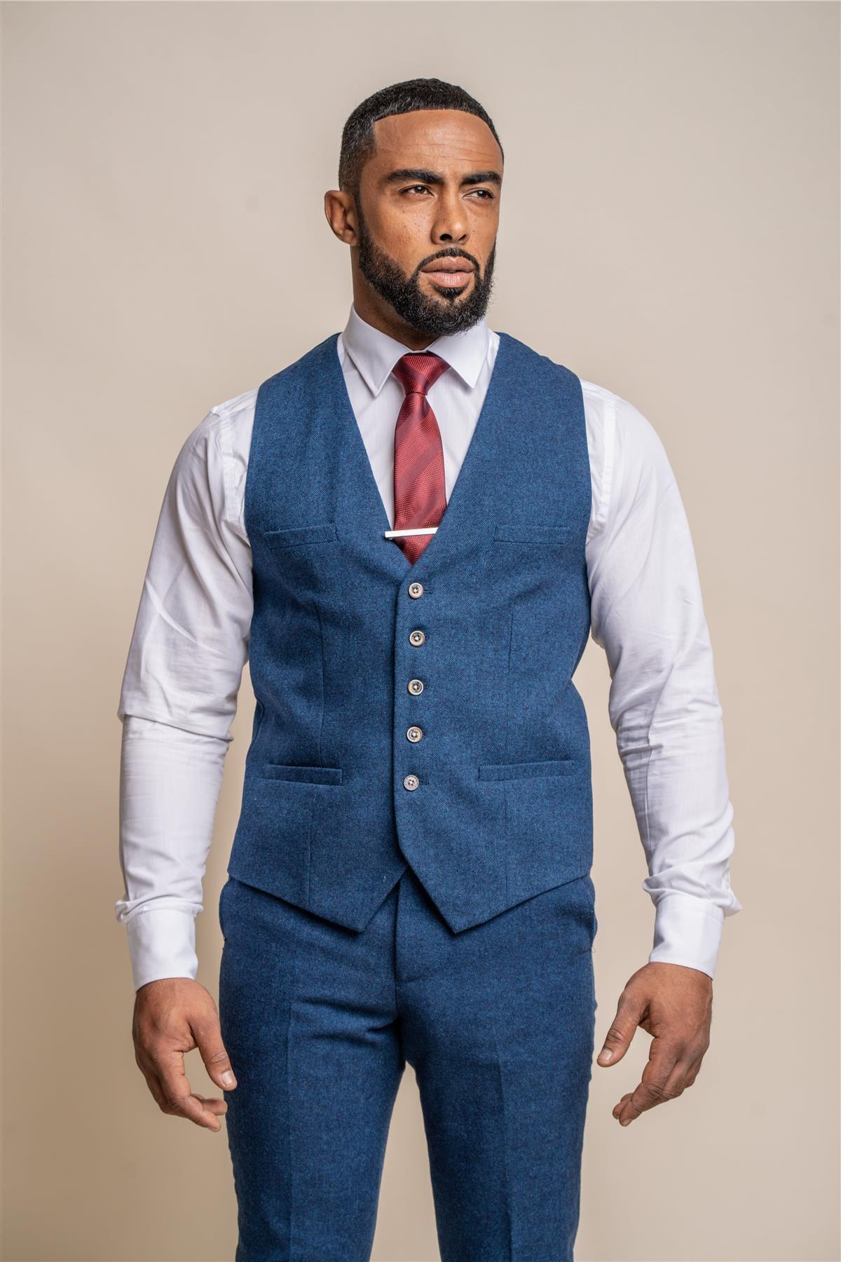 Orson Blue Tweed Waistcoat