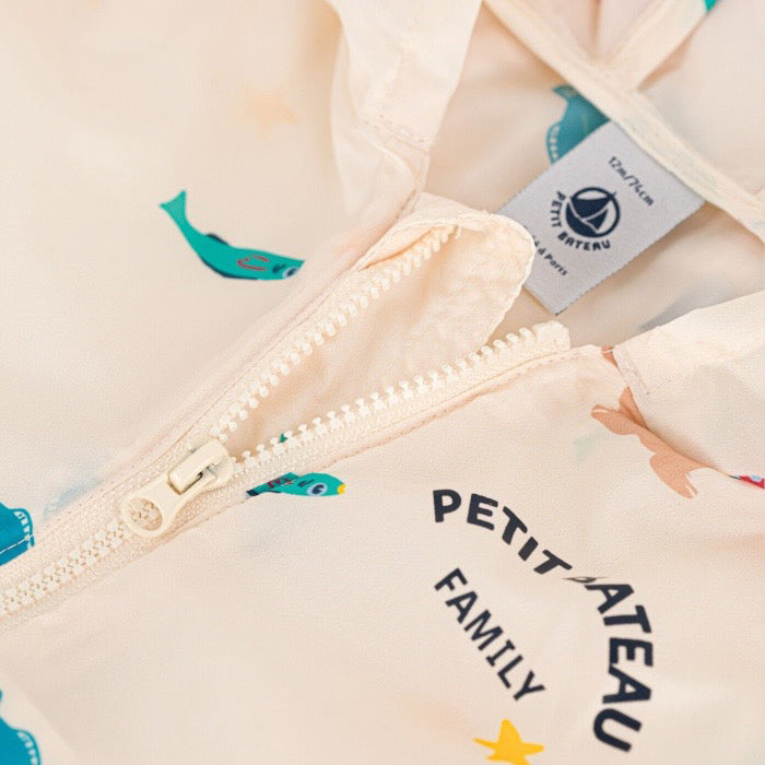 Petit Bateau Baby Windbreaker Jacket With Hood Sea Creature Print