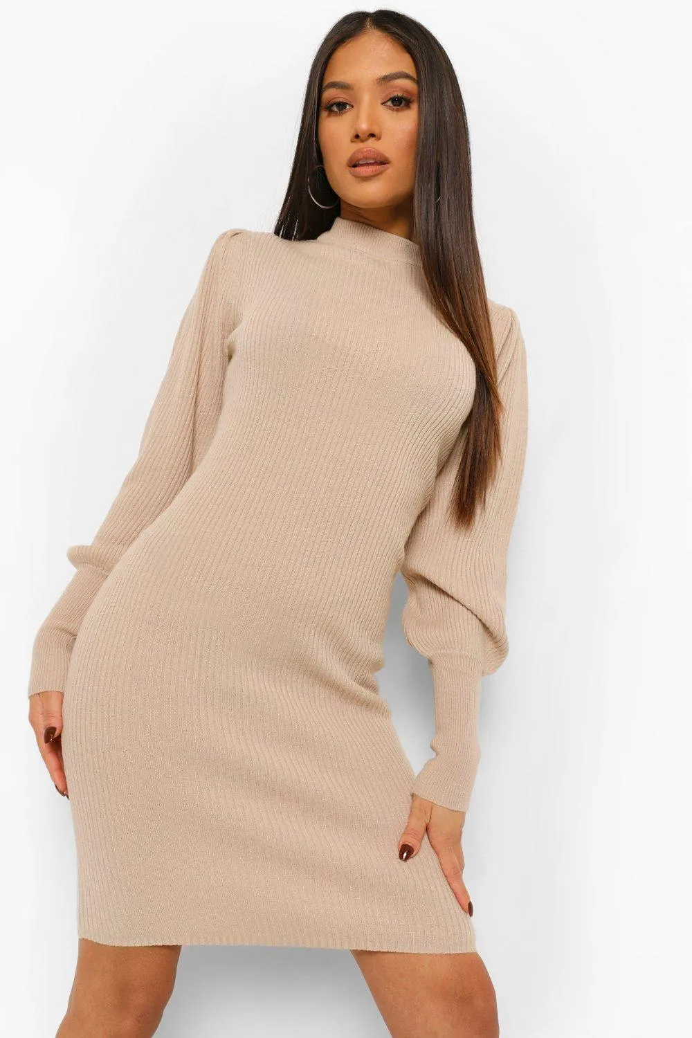 Petite Knitted Rib Sweater Dress