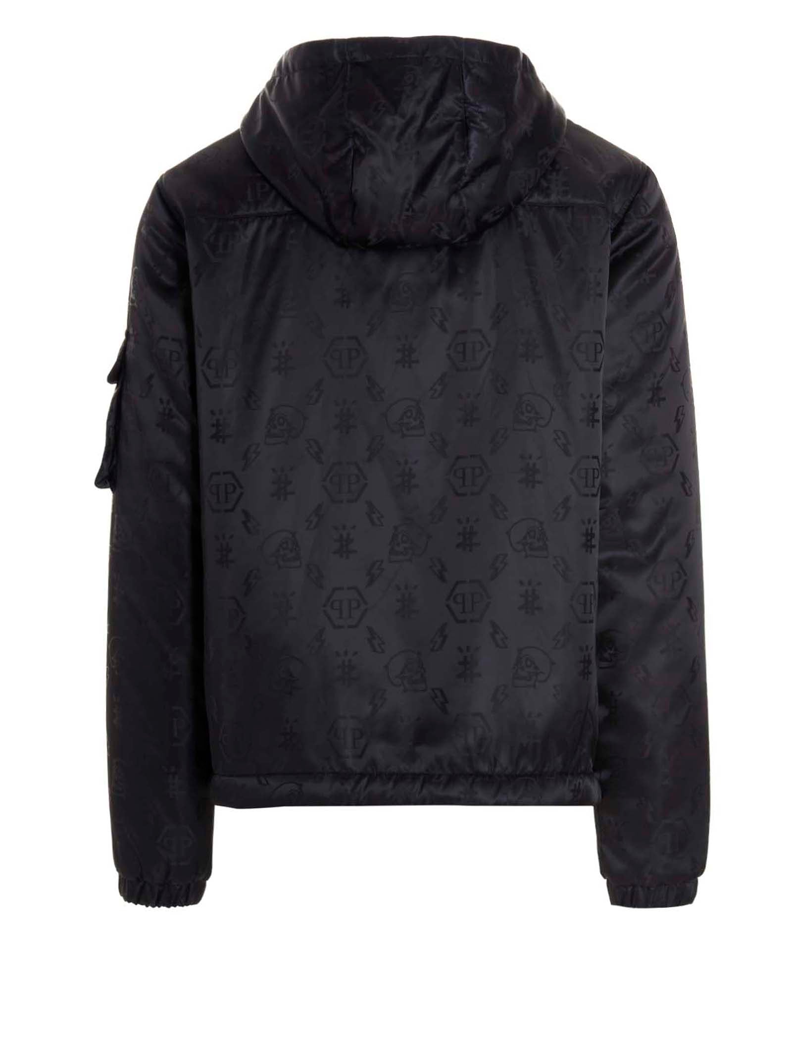 Philipp Plein All-Over Logo Print Hooded Windbreaker