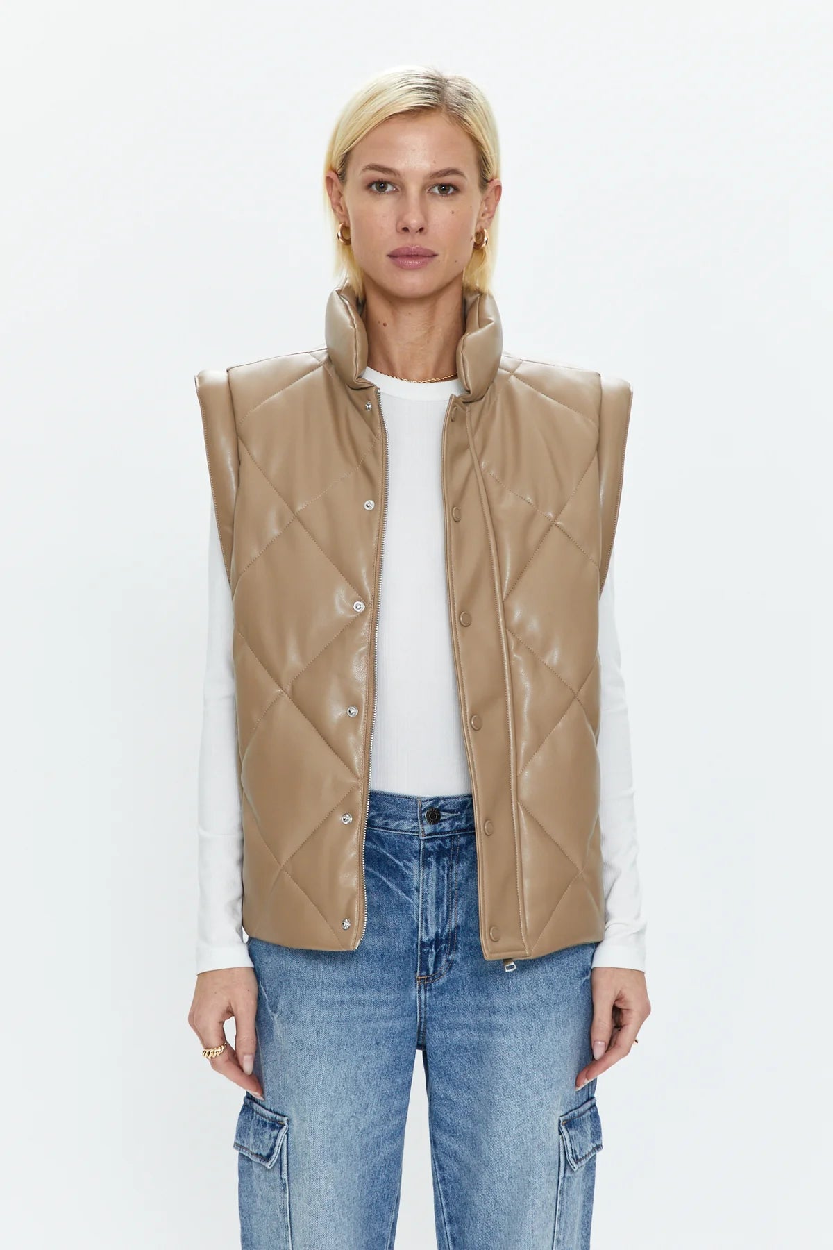 Pistola Candice Puffer Vest in Chai