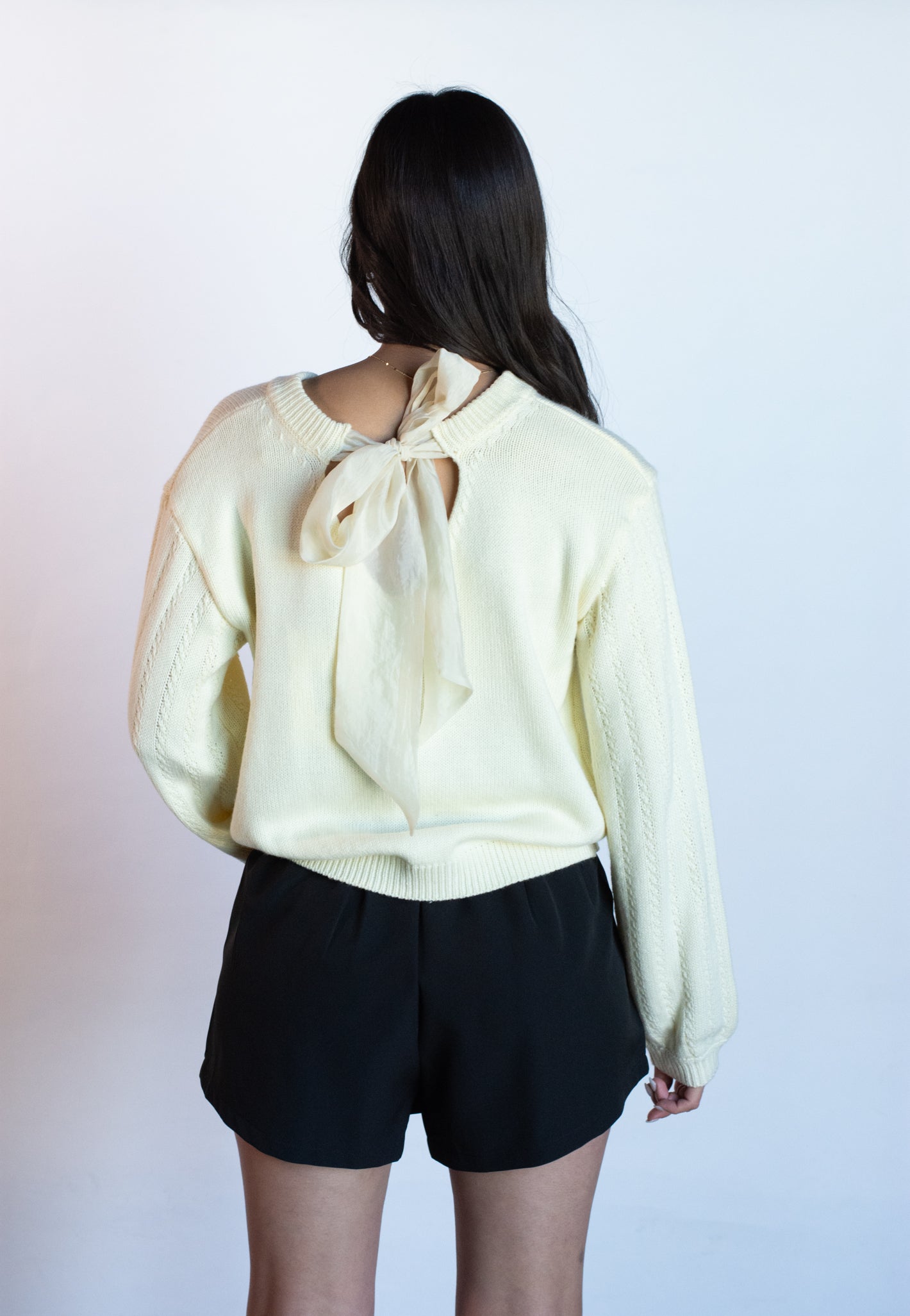 Positive Wishes Cream Sweater with Bow Detail