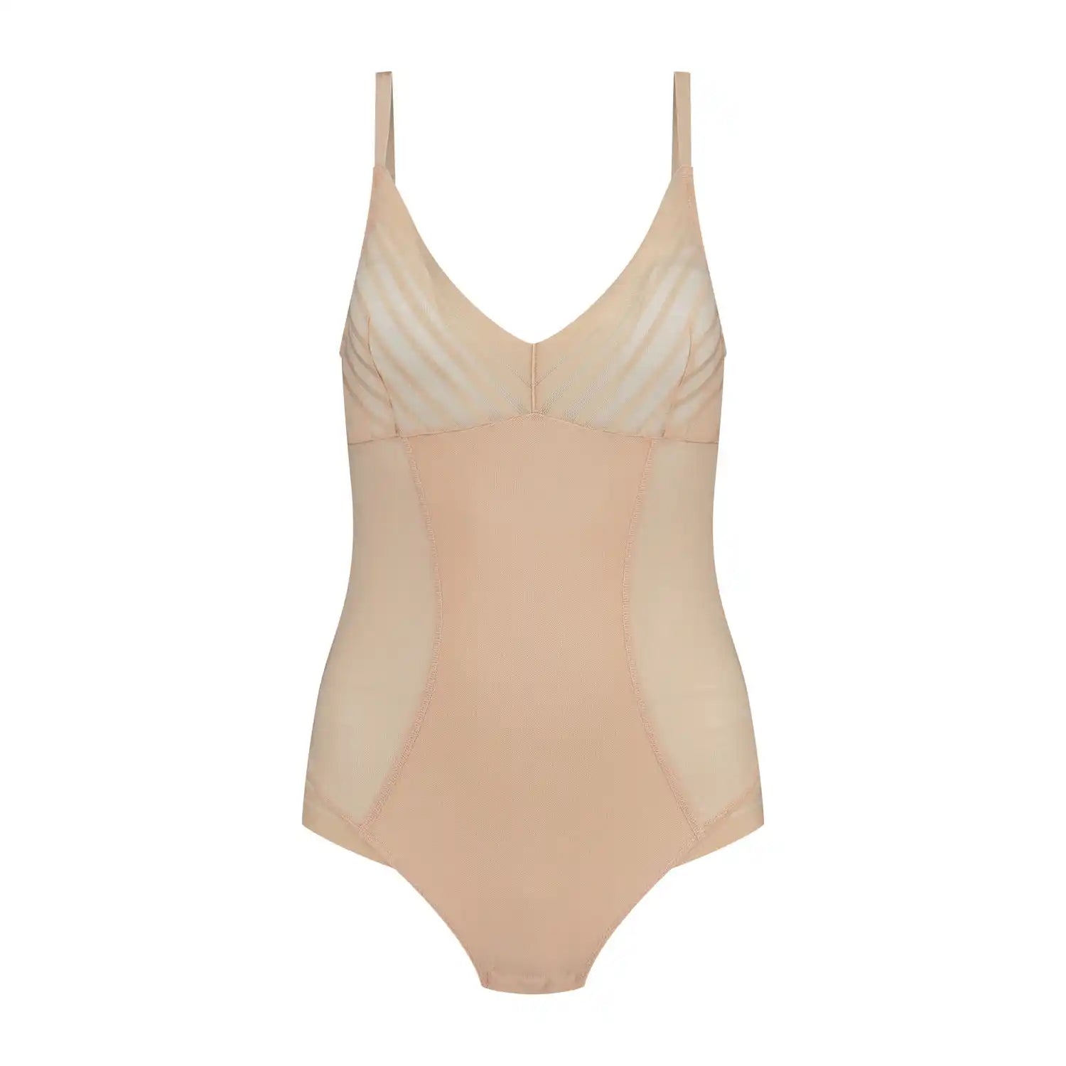 Powermesh Bodysuit Thong Back - Beige