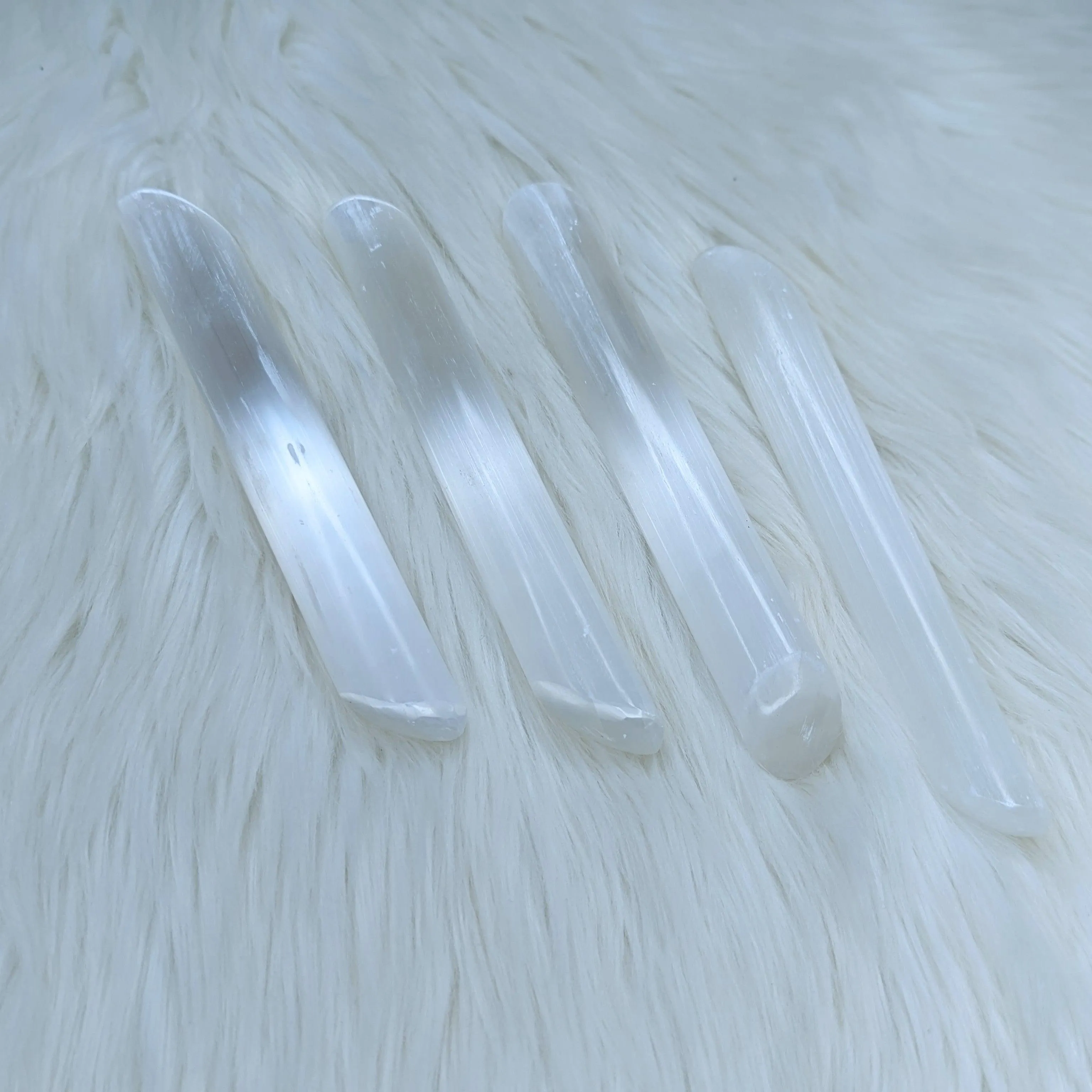 Radiate Platinum White Light ~ Selenite Wide Wand Carving