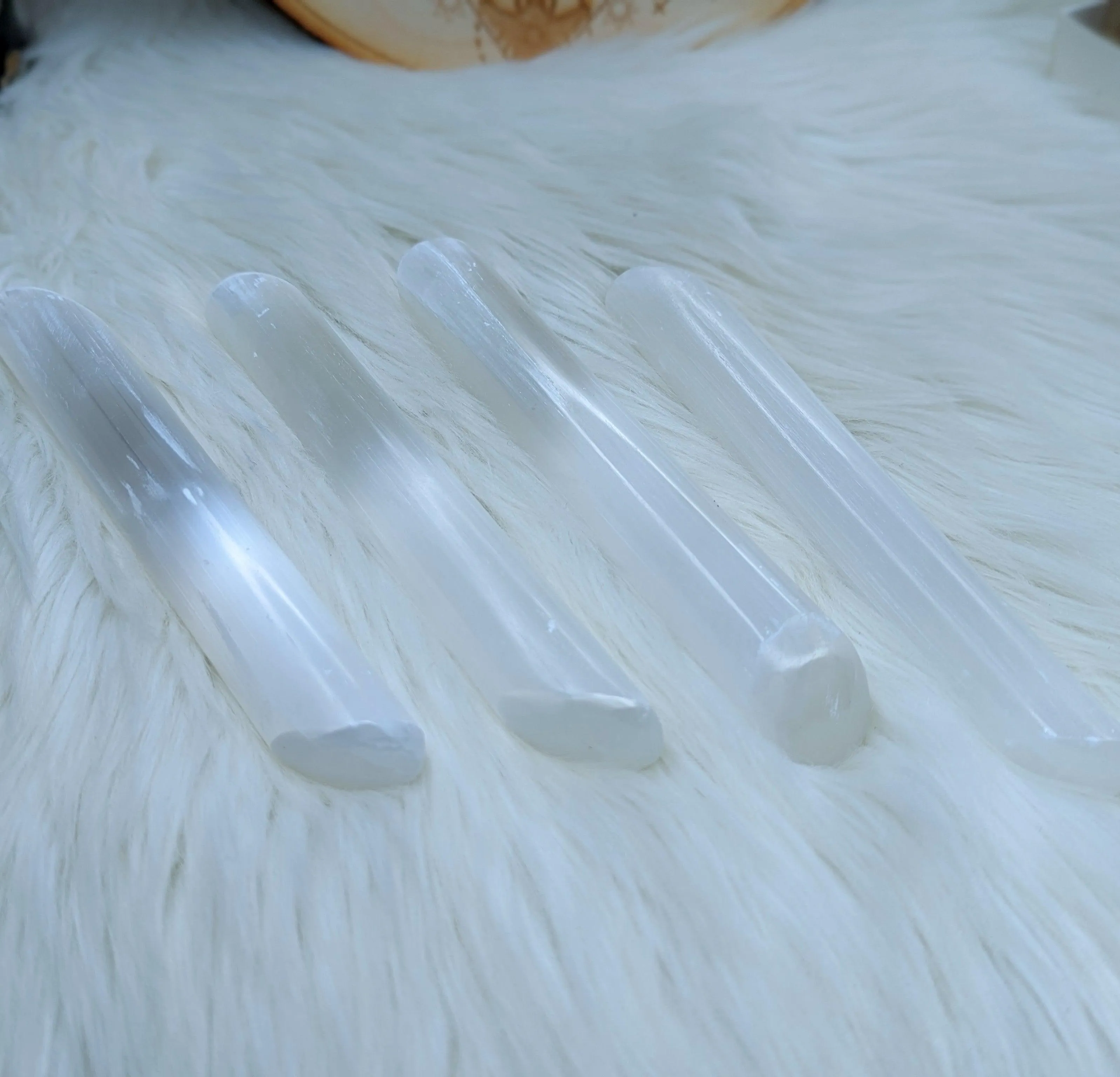 Radiate Platinum White Light ~ Selenite Wide Wand Carving