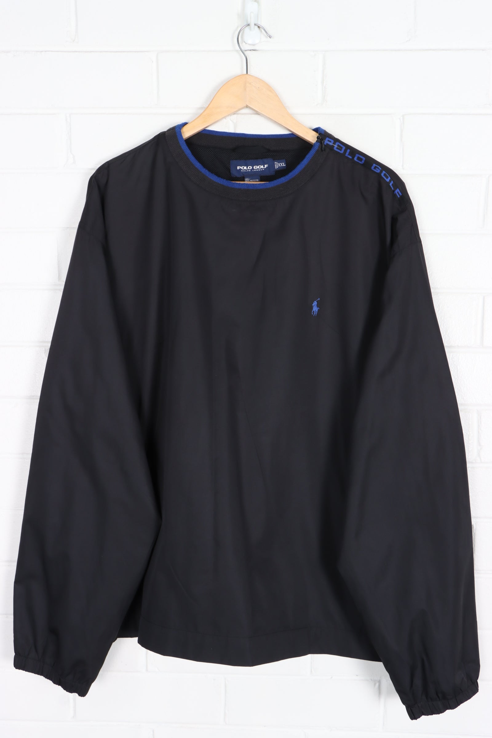 RALPH LAUREN POLO GOLF Black & Blue Pull Over Windbreaker (XXL)