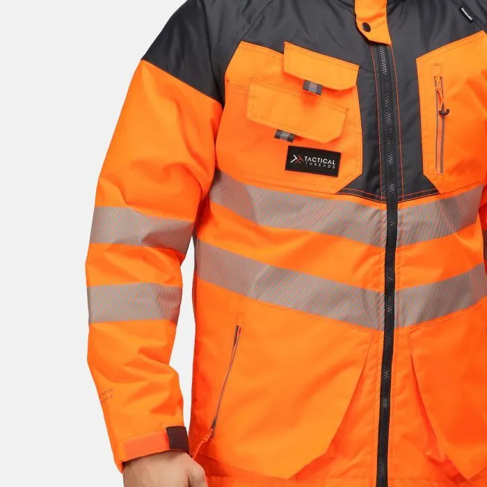 Regatta Hi-Vis Waterproof Parka Jacket Orange/Grey