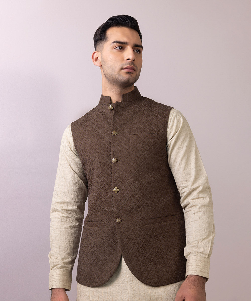 Schiffli Embroidered Cotton Waistcoat