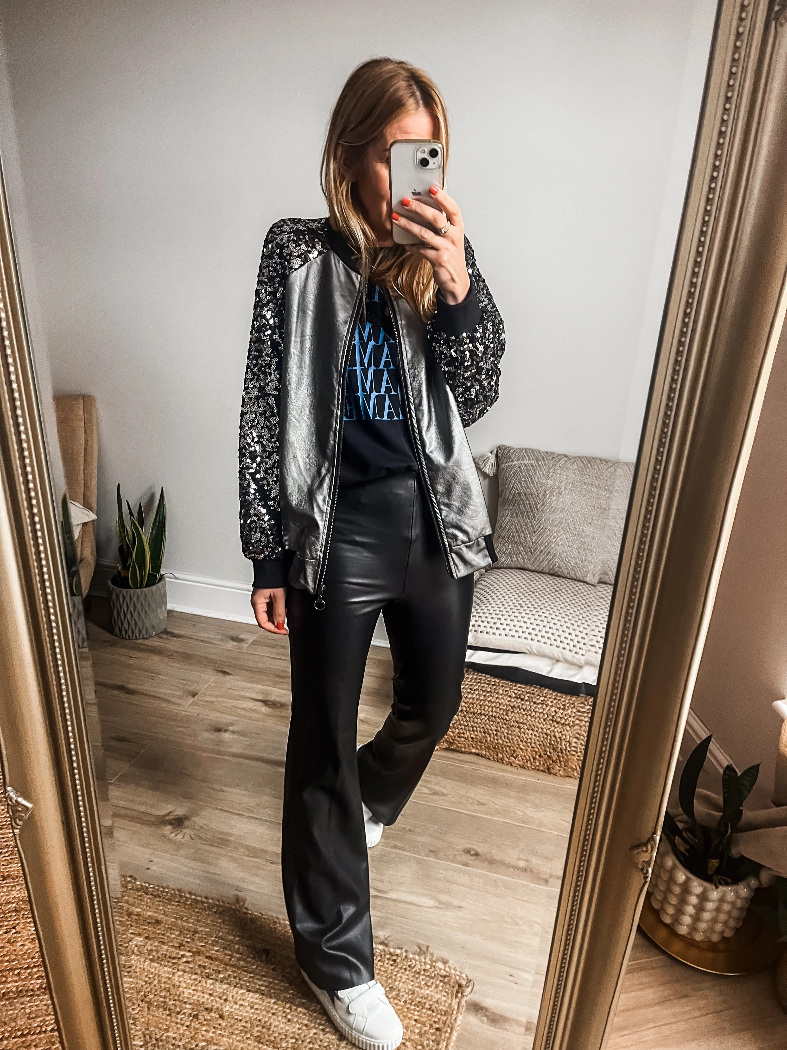 Sequin Sleeve Bomber Jacket