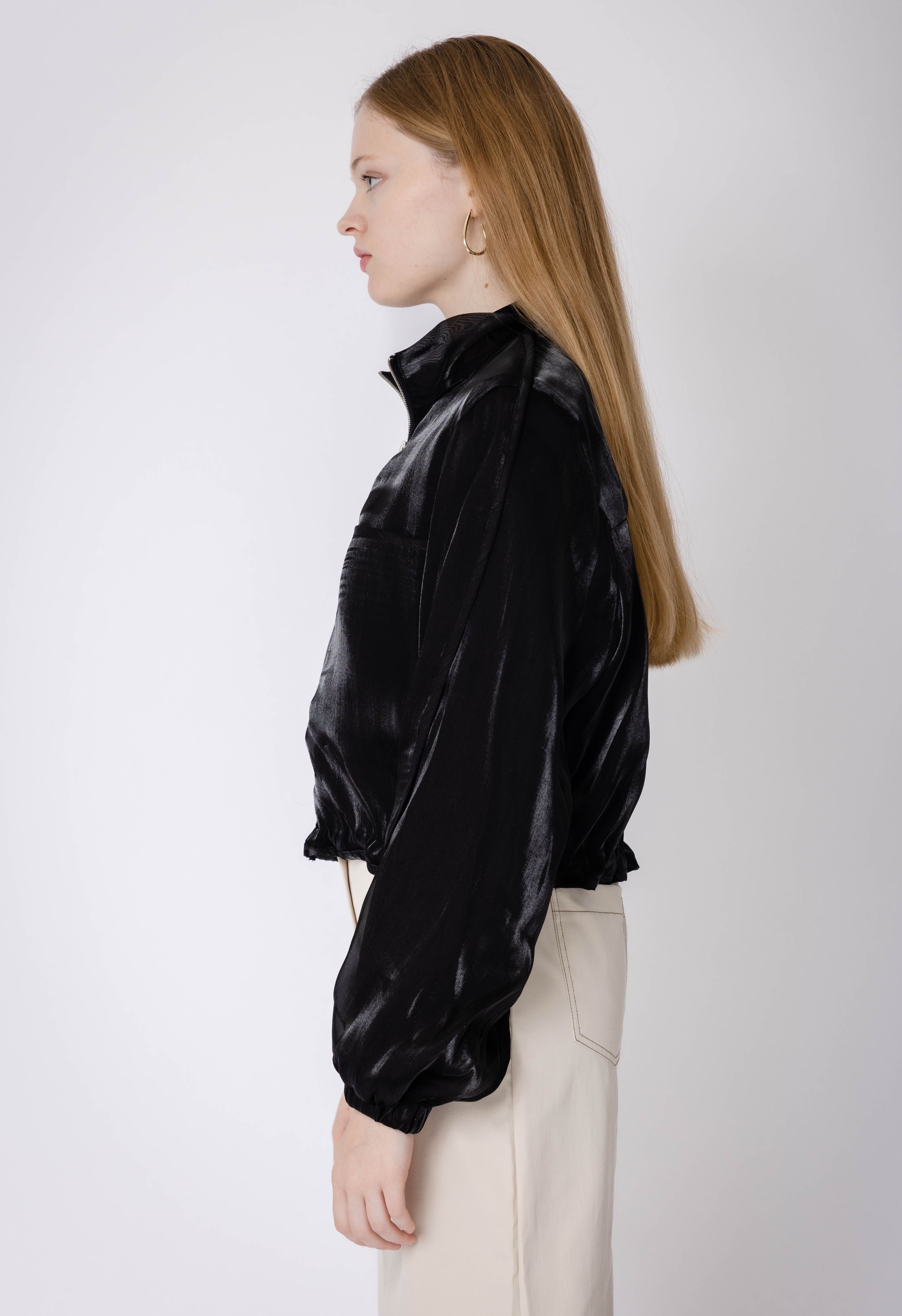 Shimmer Bomber Jacket In Black