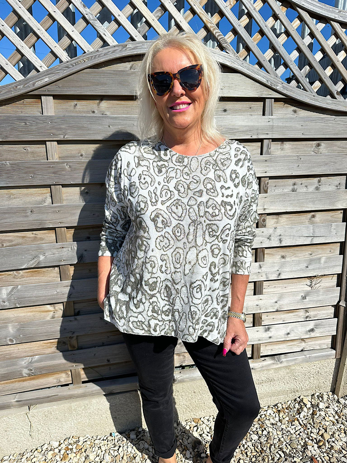 Shimmer Leopard Fine Knit Tillie