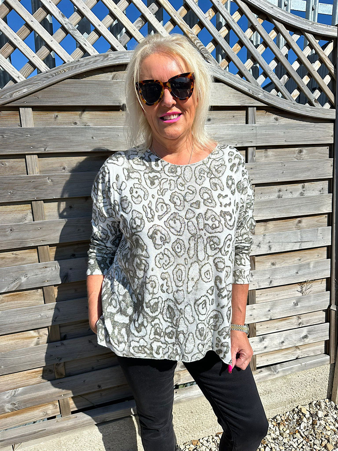 Shimmer Leopard Fine Knit Tillie