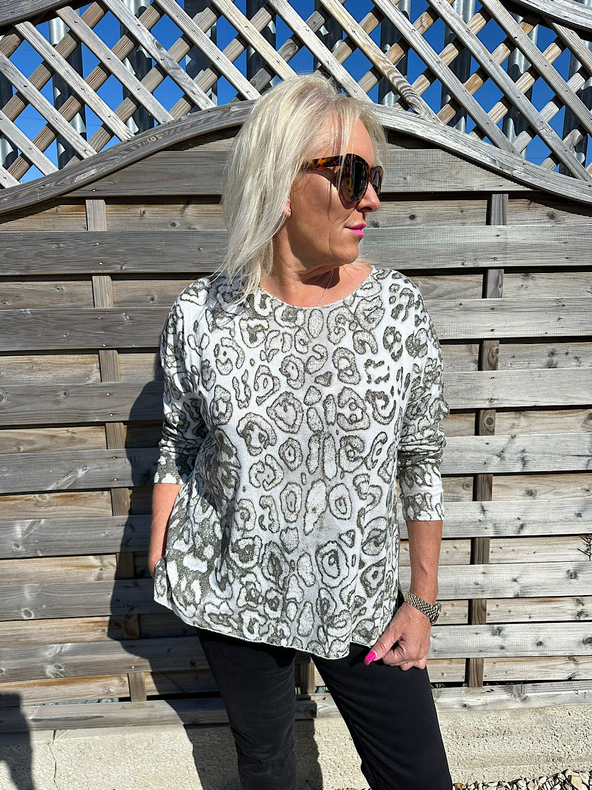 Shimmer Leopard Fine Knit Tillie