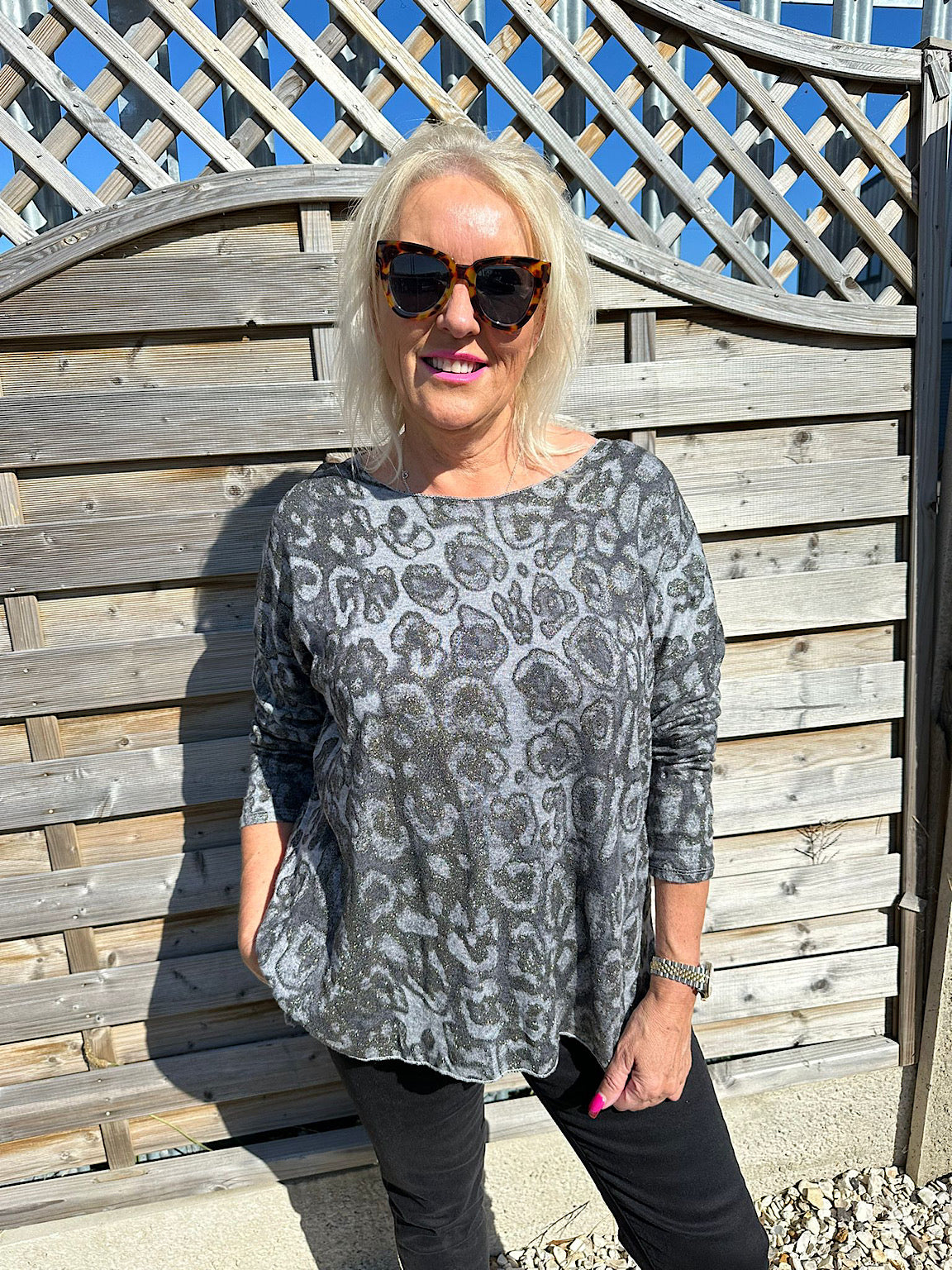 Shimmer Leopard Fine Knit Tillie