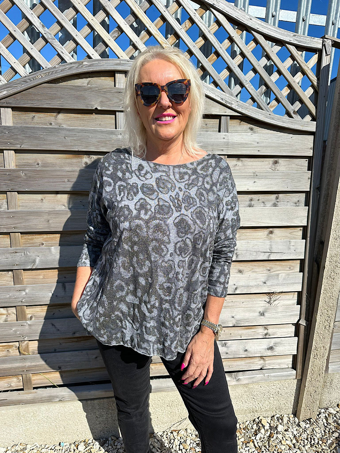 Shimmer Leopard Fine Knit Tillie