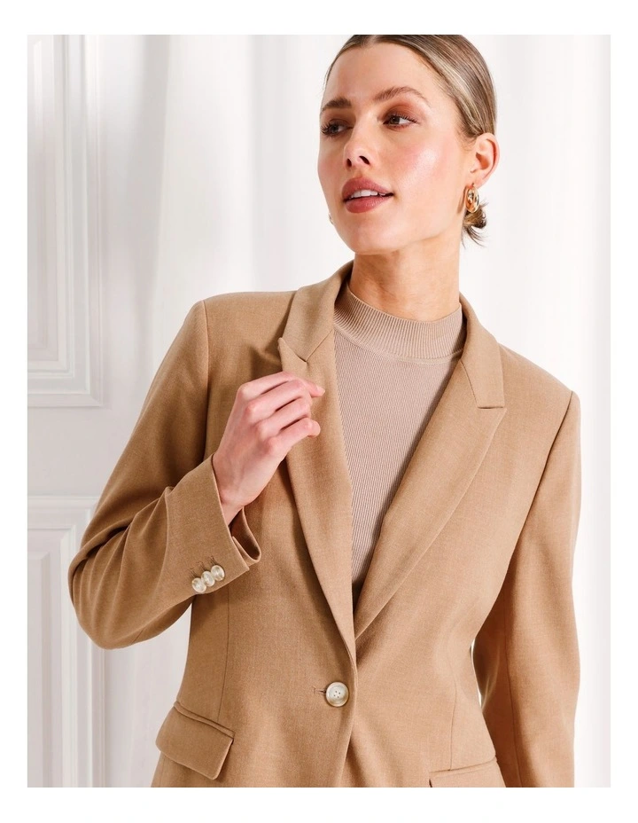 Single Breasted Blazer in Camel