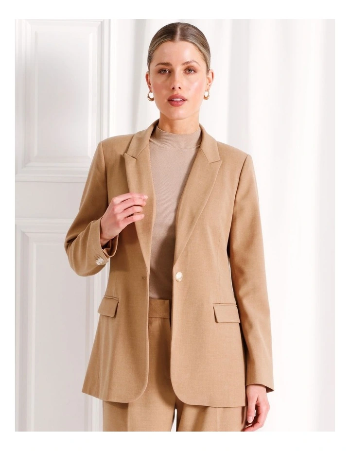 Single Breasted Blazer in Camel