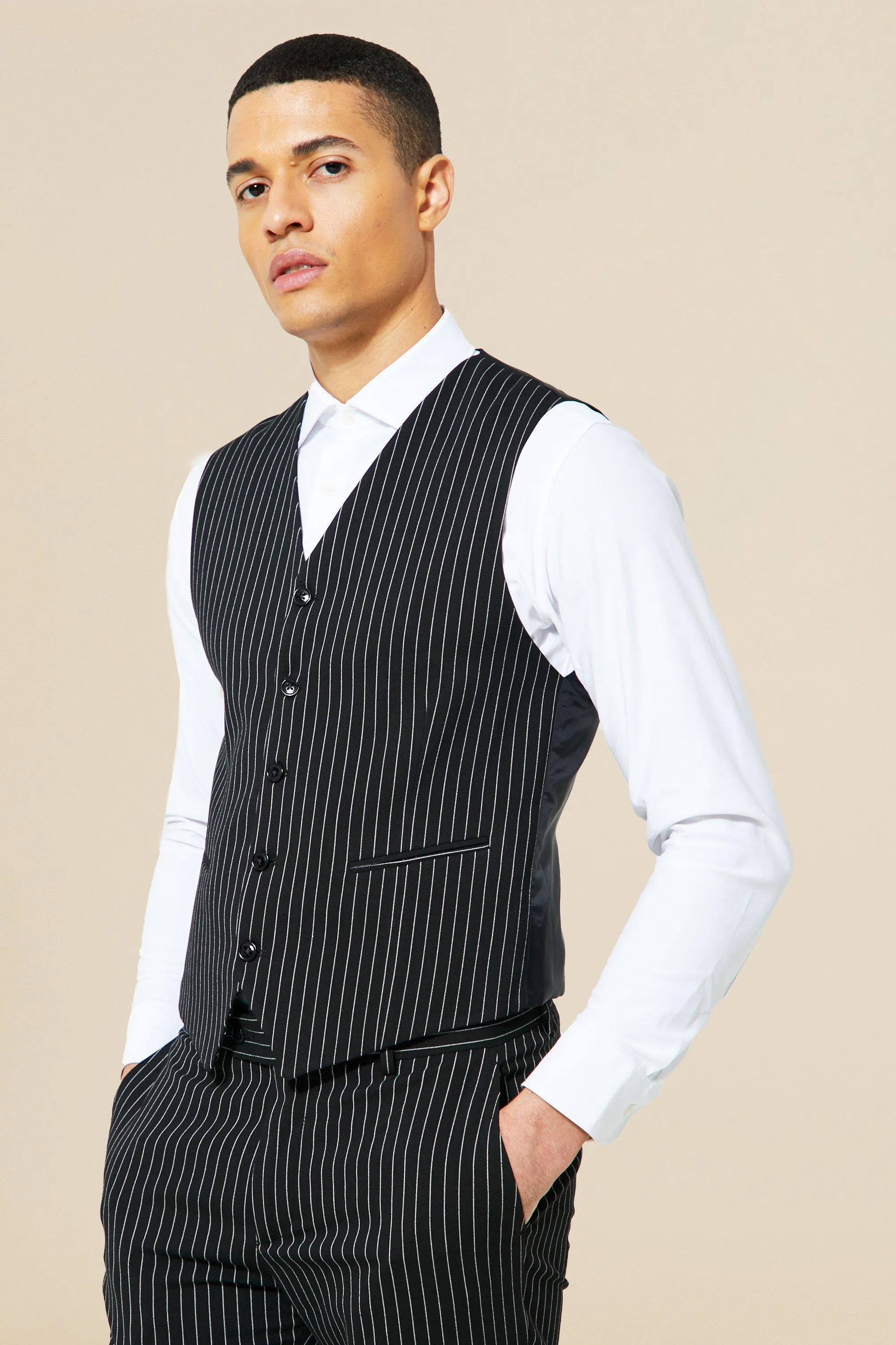 Skinny Pinstripe Waistcoat