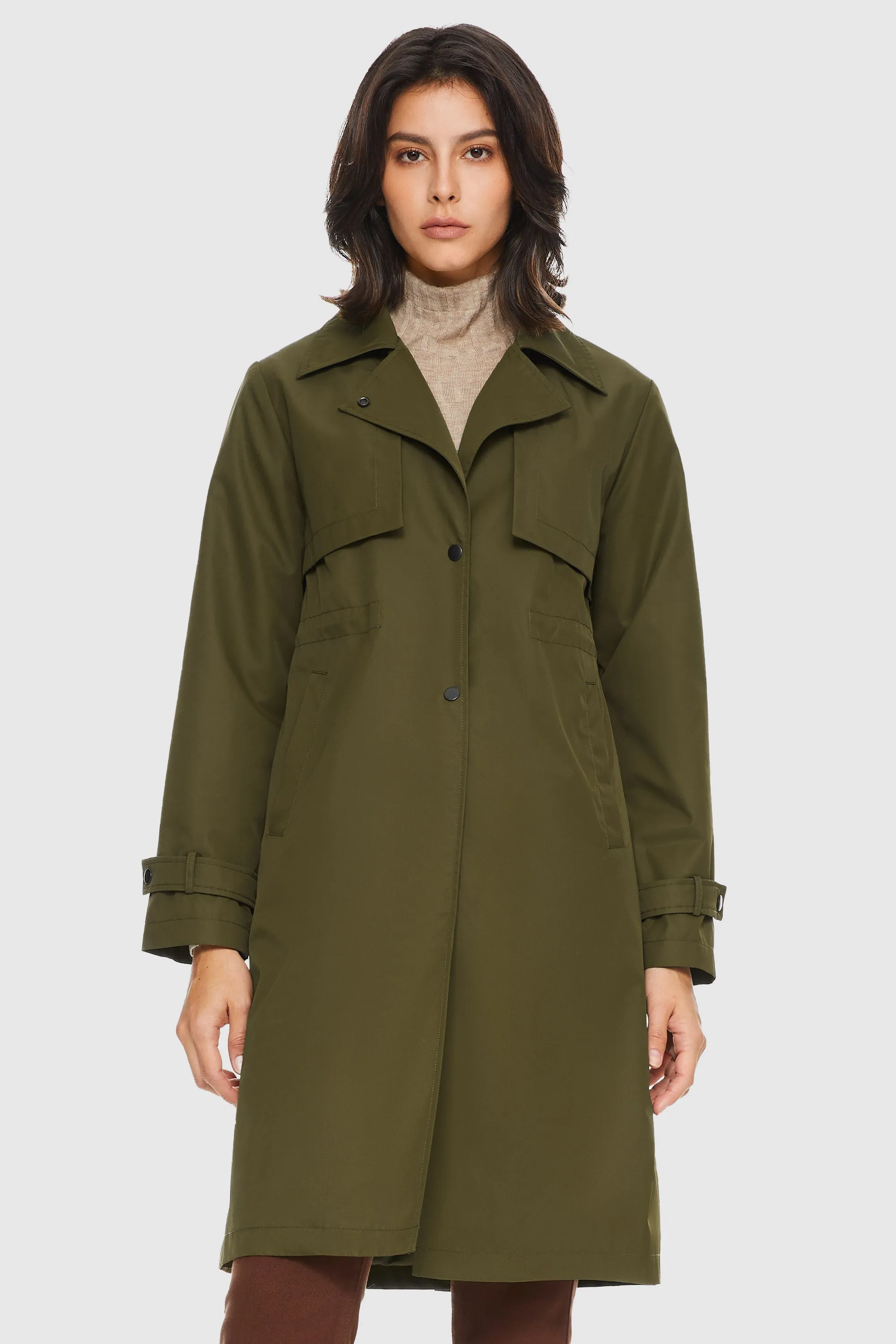 Slit Back Hem Breasted Trench Coat