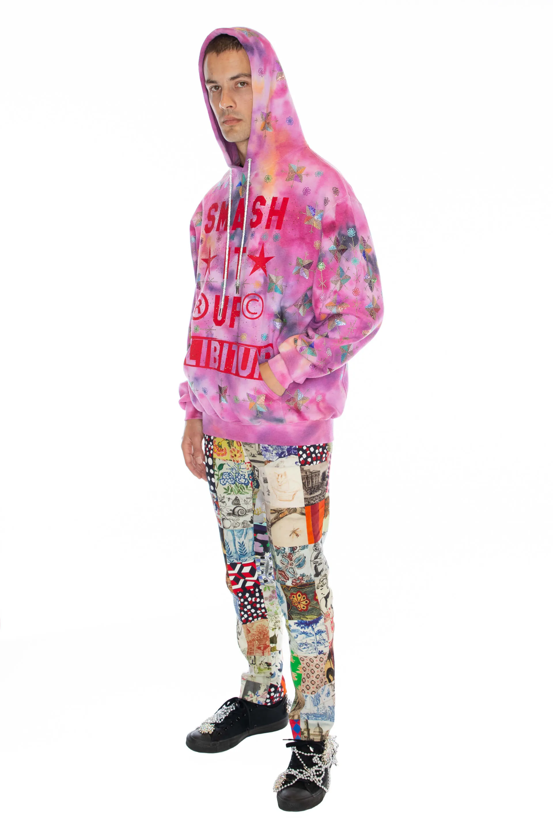 'SMASH IT UP' TIE DYE SLIM HOODIE