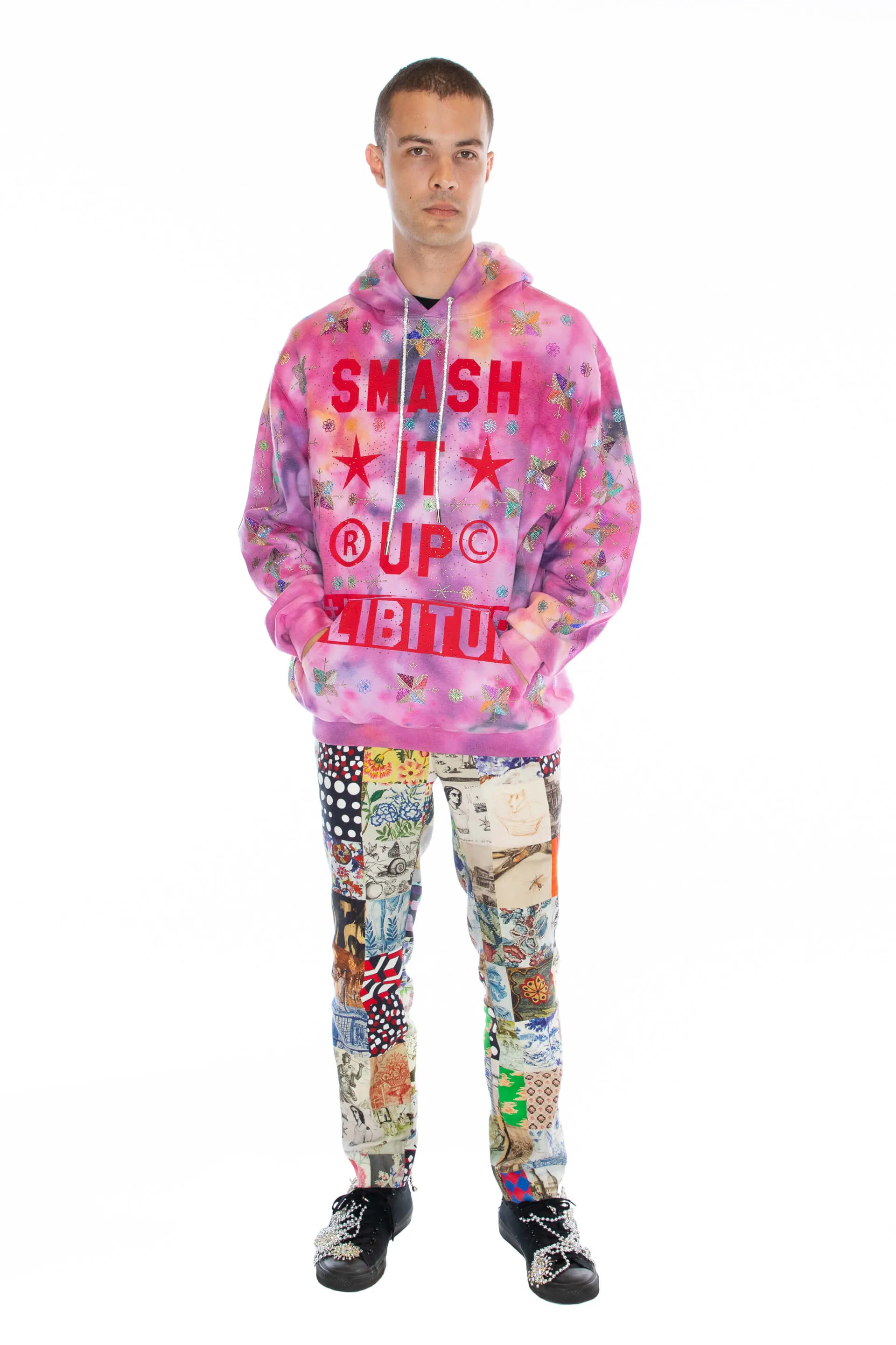 'SMASH IT UP' TIE DYE SLIM HOODIE