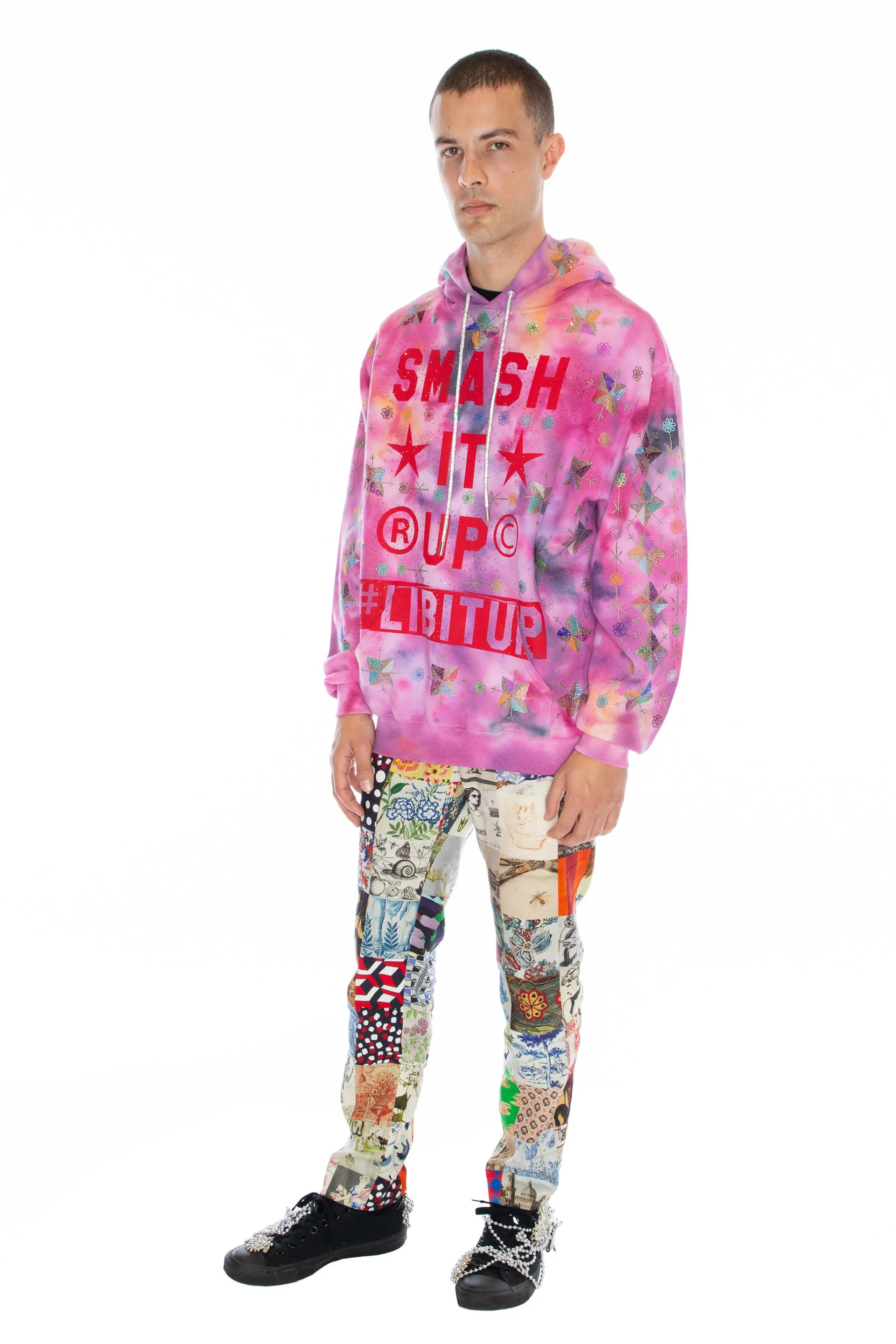 'SMASH IT UP' TIE DYE SLIM HOODIE