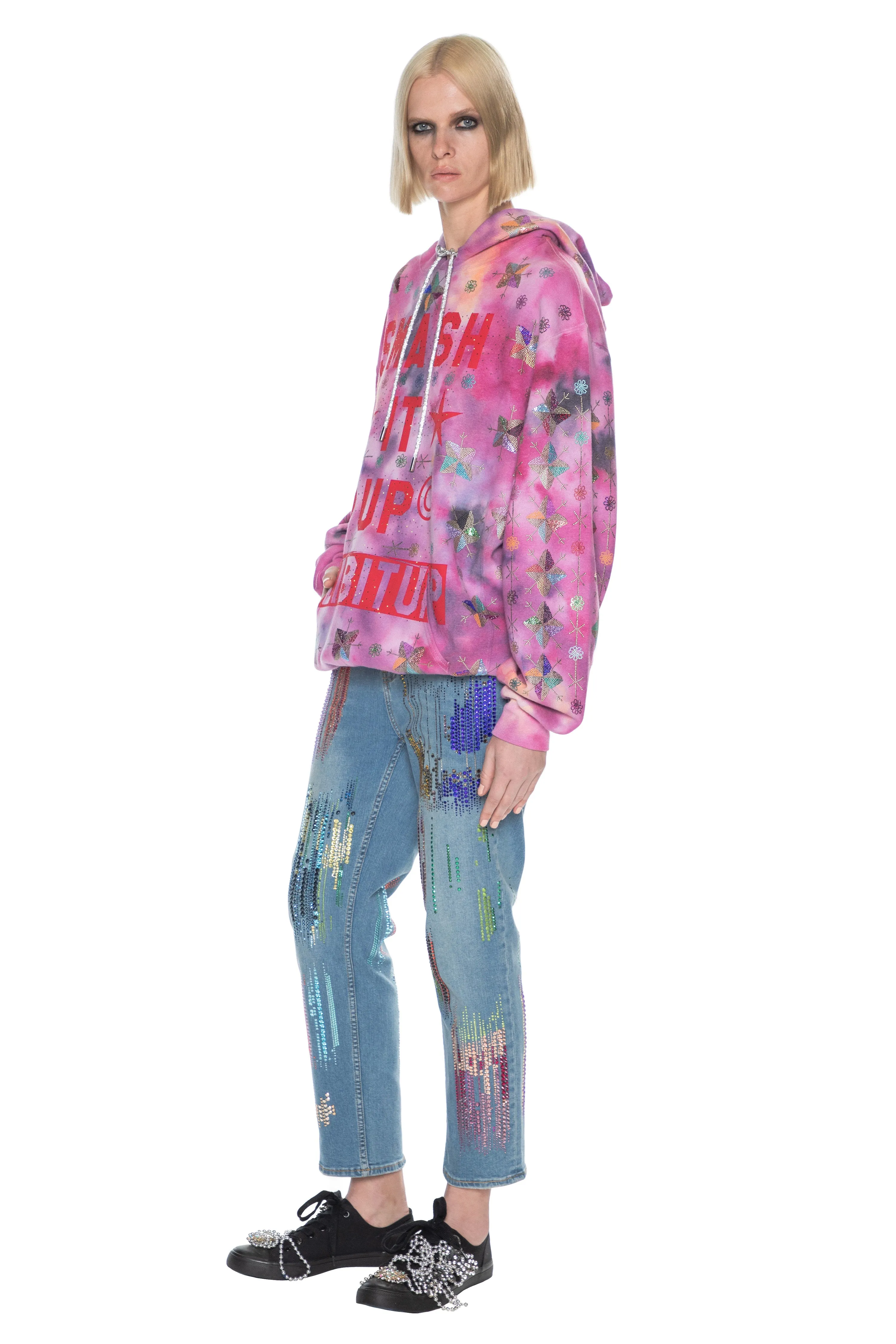 'SMASH IT UP' TIE DYE SLIM HOODIE