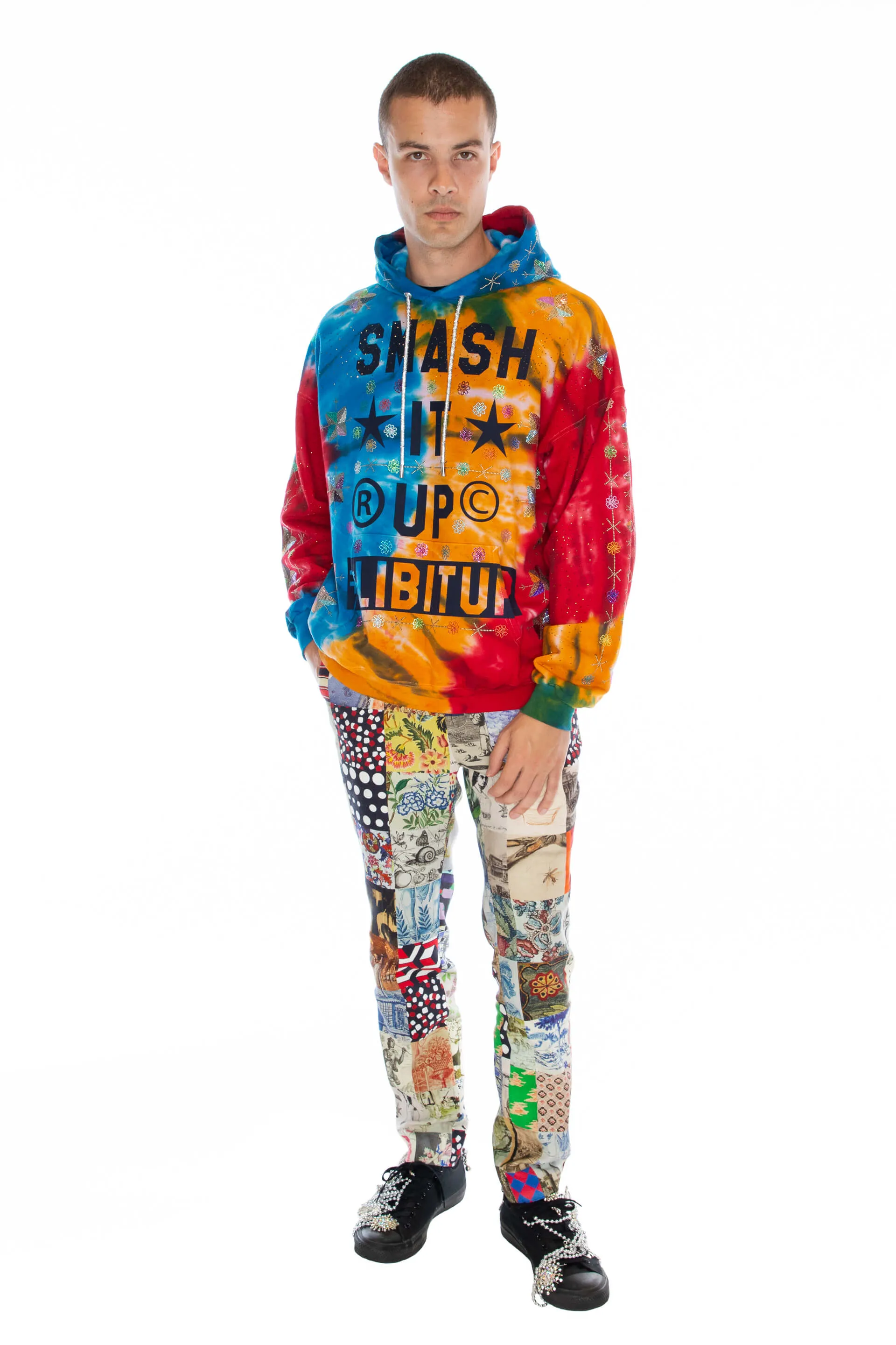 'SMASH IT UP' TIEDYE HOODIE PULLOVER SWEATSHIRT