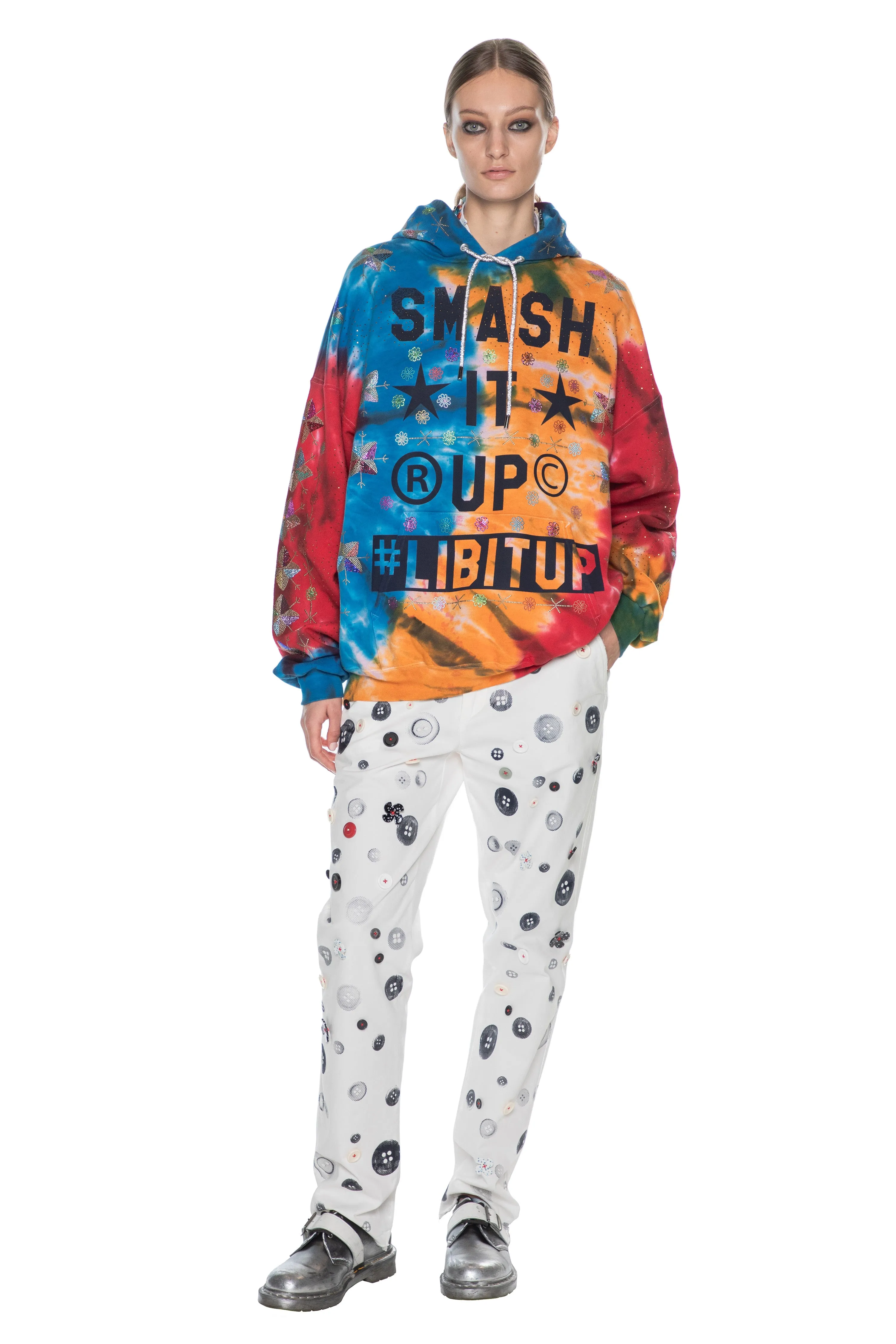 'SMASH IT UP' TIEDYE HOODIE PULLOVER SWEATSHIRT