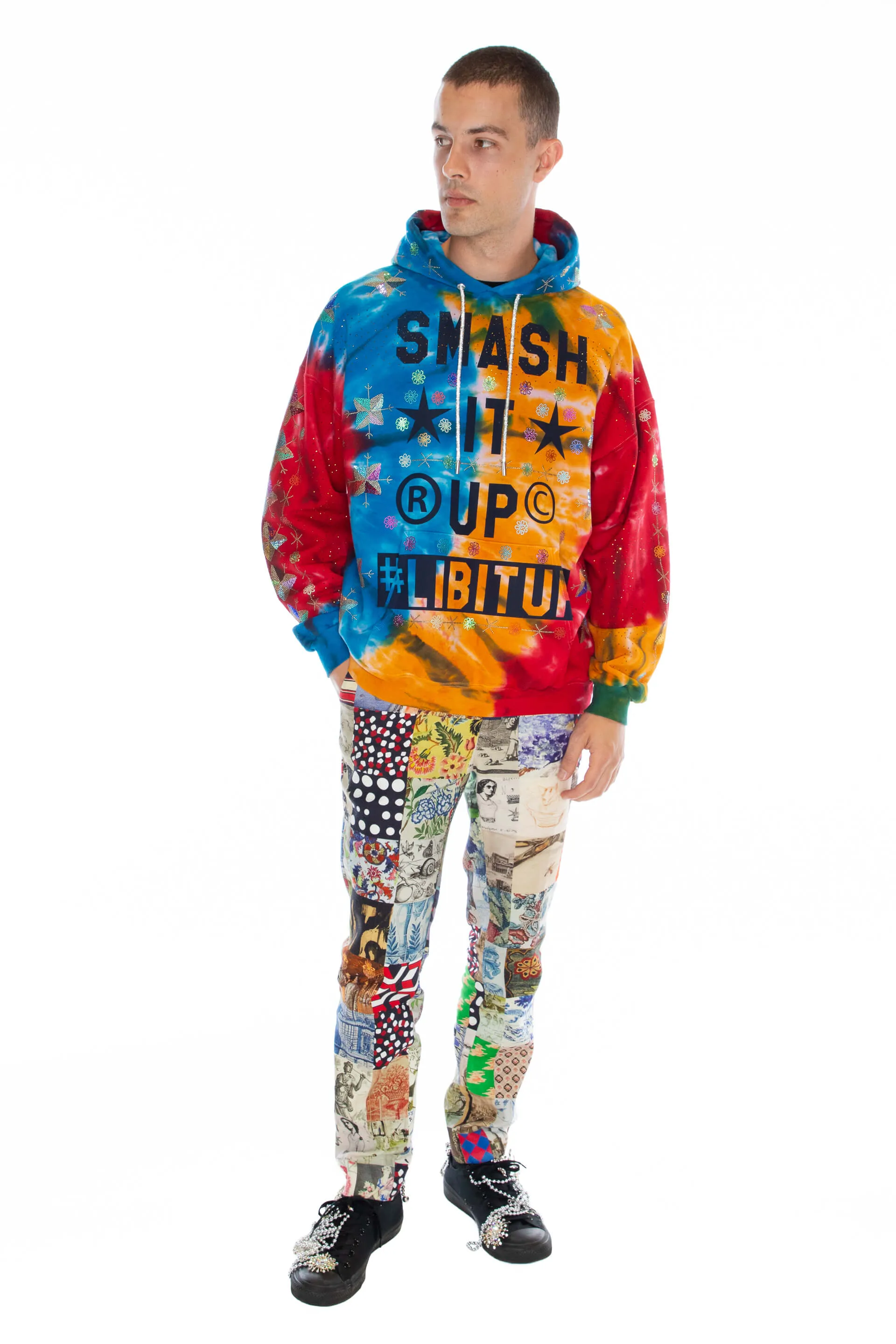 'SMASH IT UP' TIEDYE HOODIE PULLOVER SWEATSHIRT