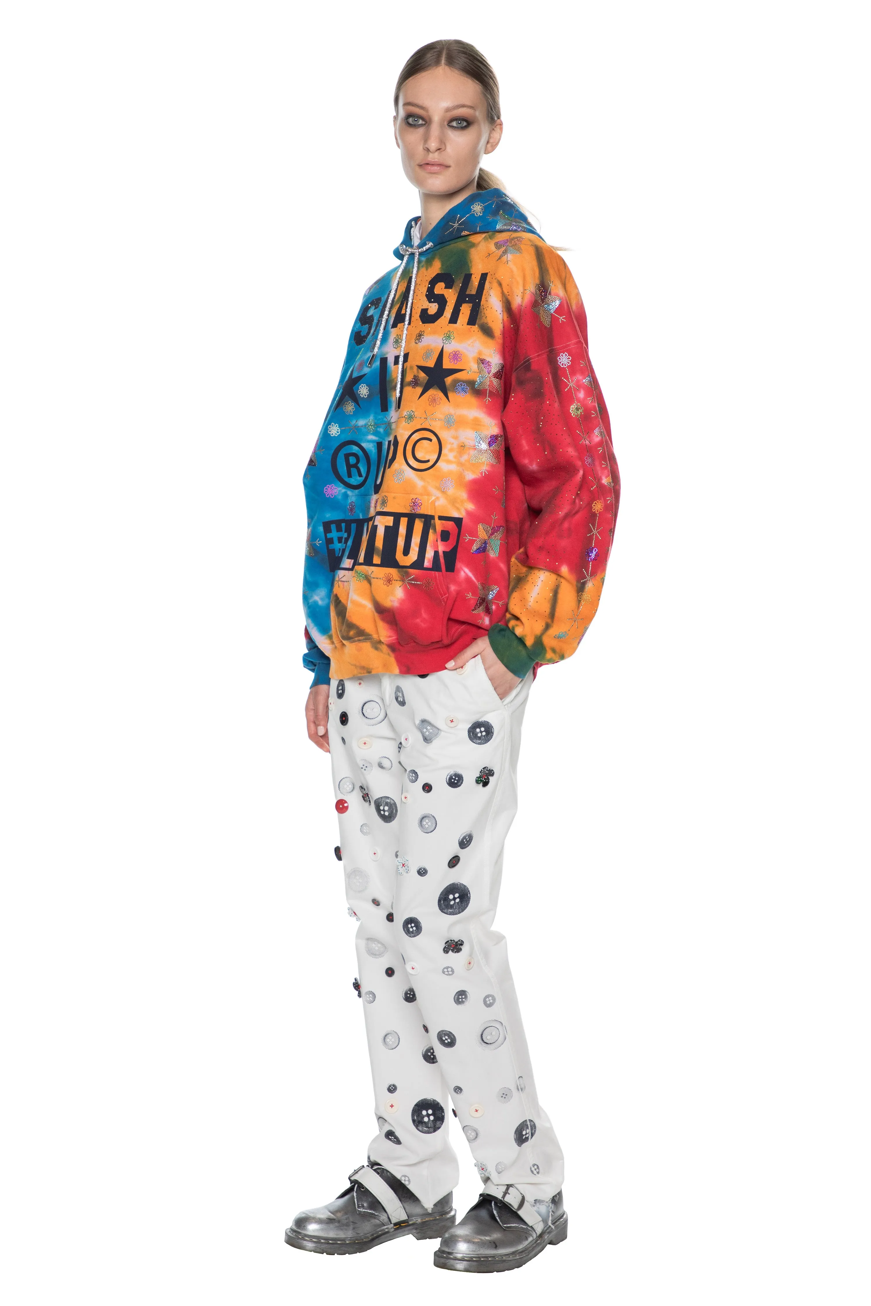 'SMASH IT UP' TIEDYE HOODIE PULLOVER SWEATSHIRT