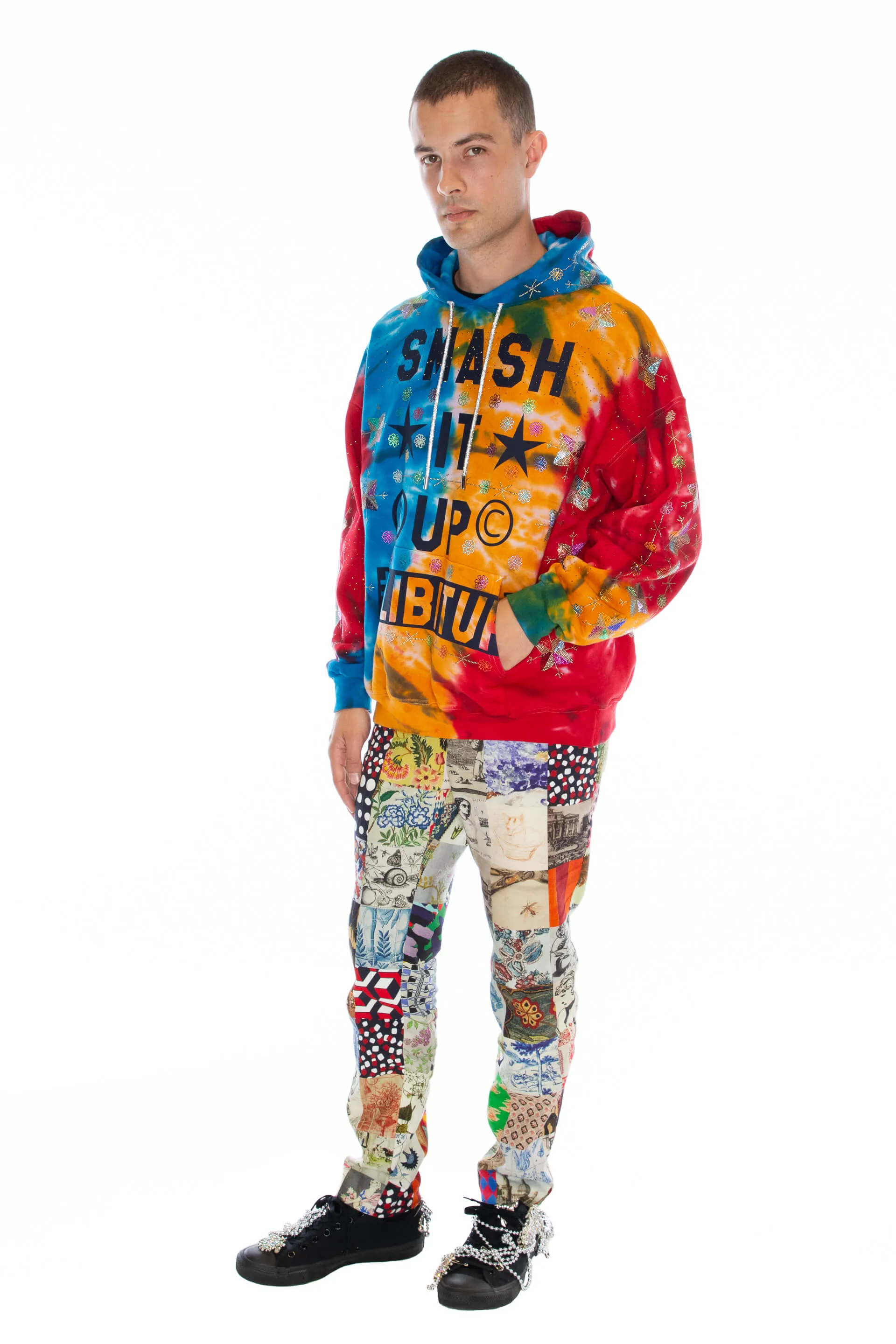 'SMASH IT UP' TIEDYE HOODIE PULLOVER SWEATSHIRT