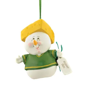 Snowpinions “Super Fan Cheesehead” Porcelain Snowman Christmas, 3” Ornament