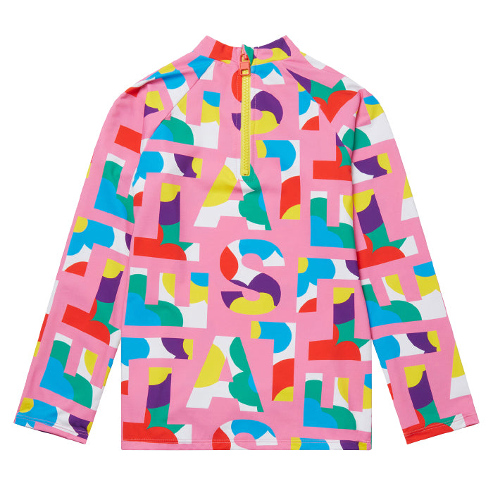 Stella McCartney Child Swim Top Pink Logo Pop Print