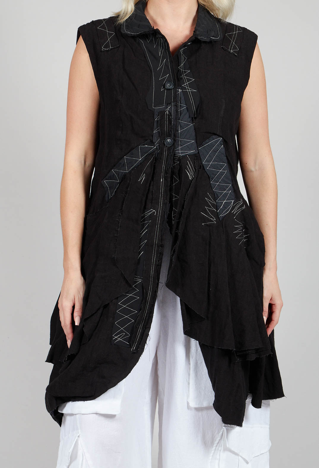 Stitch Detail Waistcoat in Black