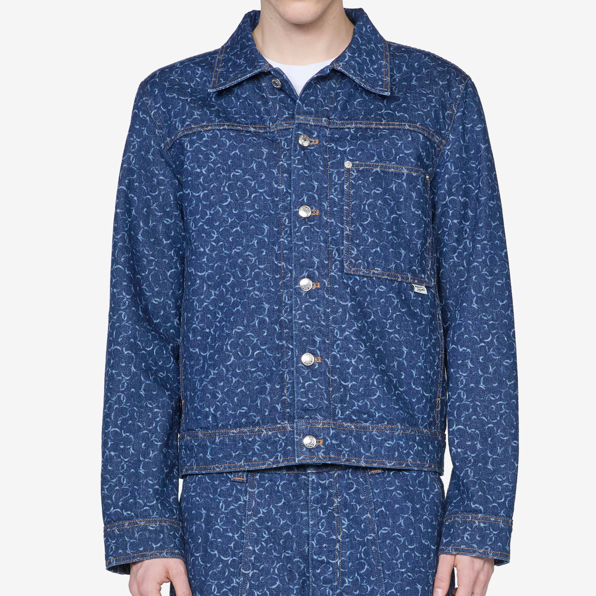 Straight Denim Jacket Laser Print