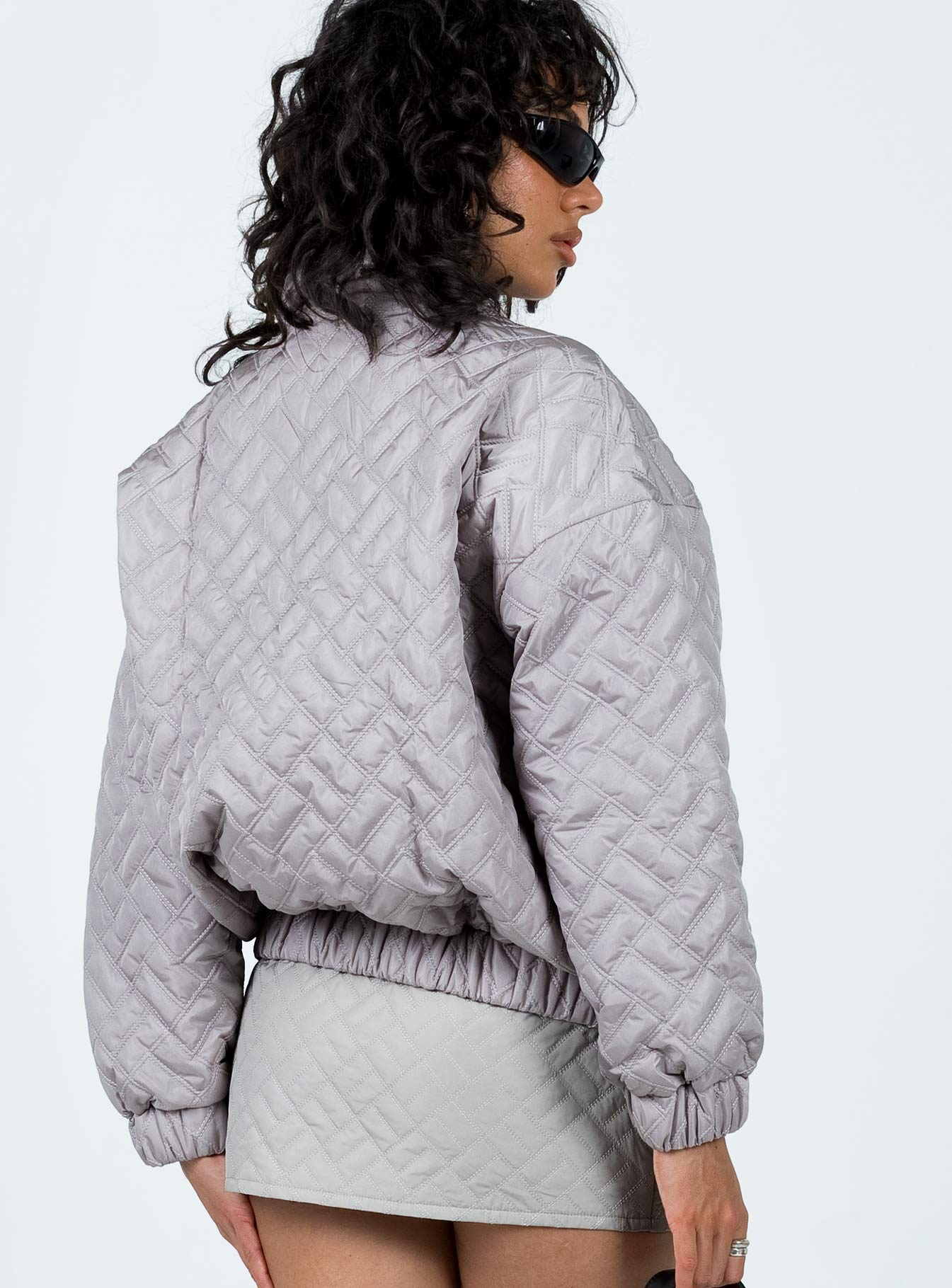 Suffolk Quilted Bomber Jacket Grey