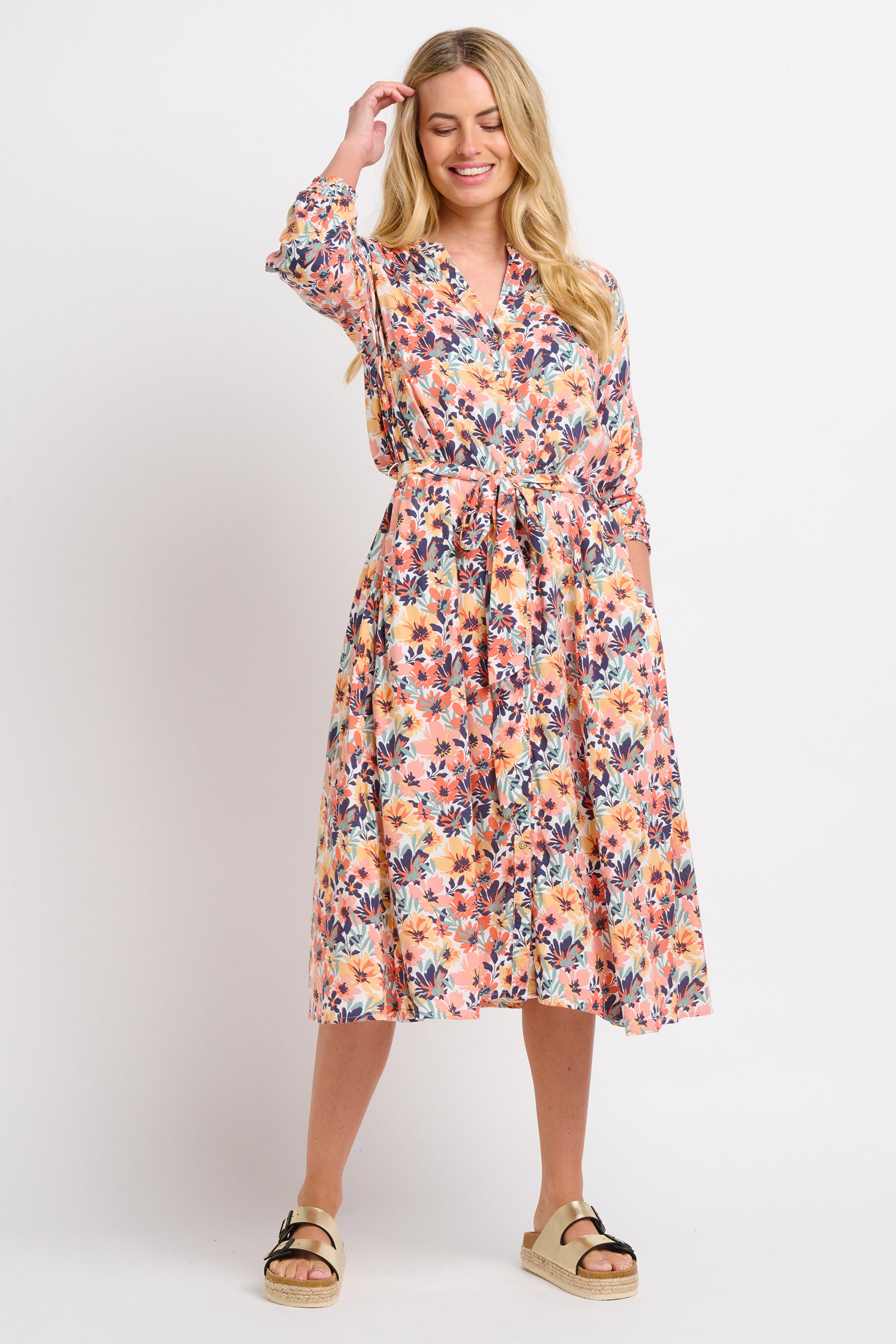 Summer Blooms Shirt Dress