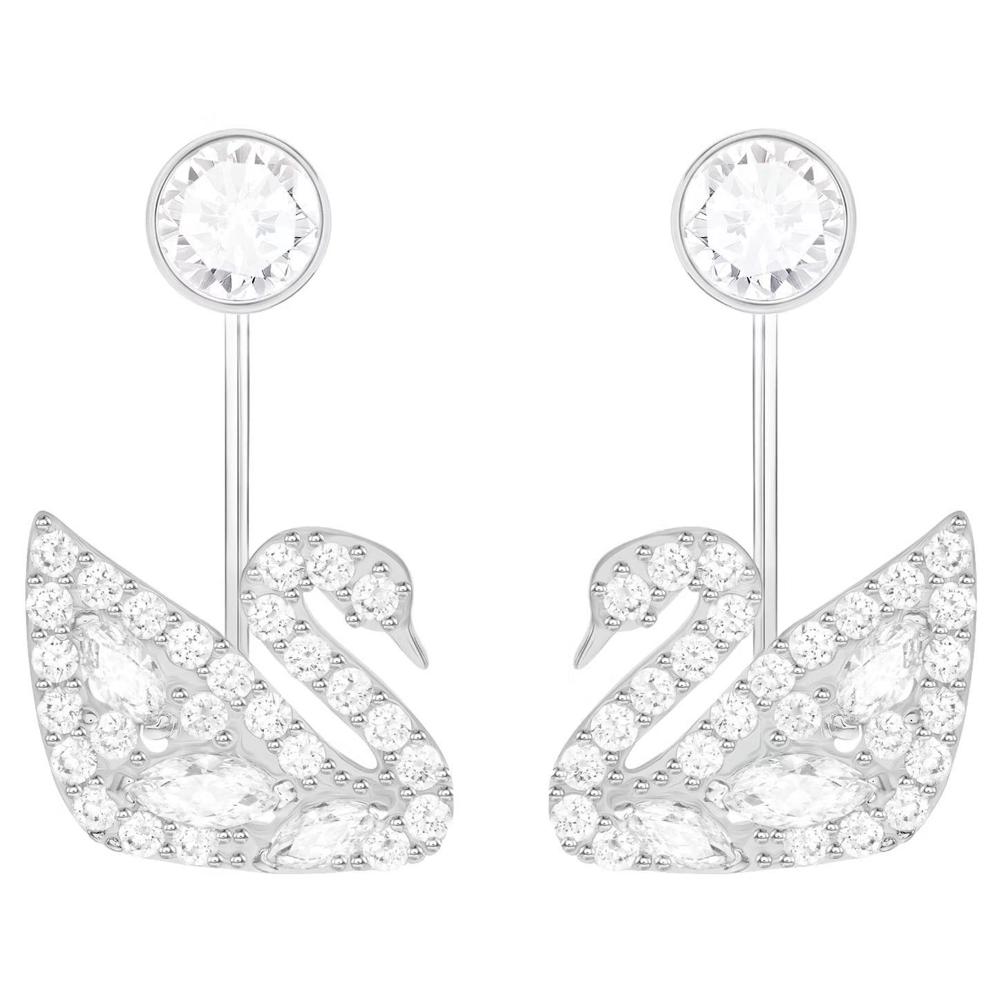 Swarovski Swan Lake earring jackets Mixed cuts, Swan, White, Rhodium plated -5379944