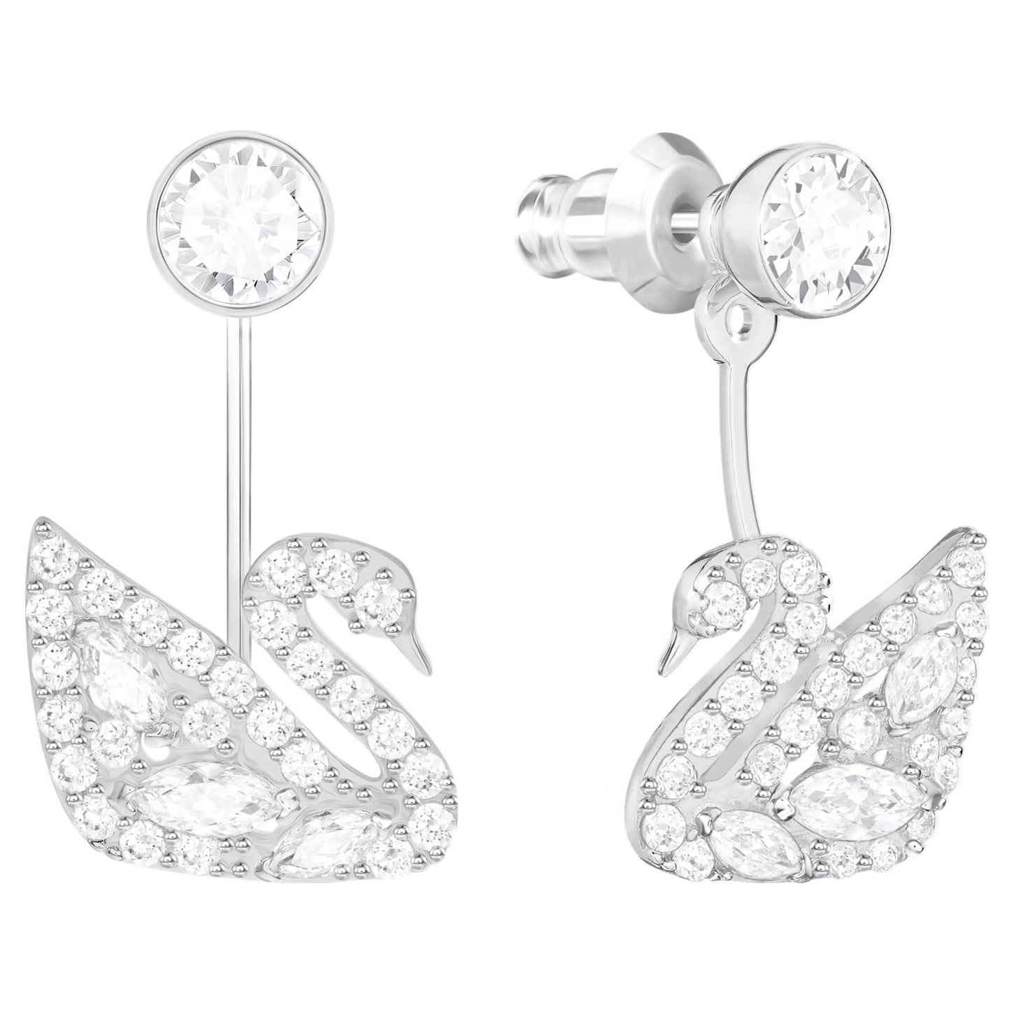 Swarovski Swan Lake earring jackets Mixed cuts, Swan, White, Rhodium plated -5379944