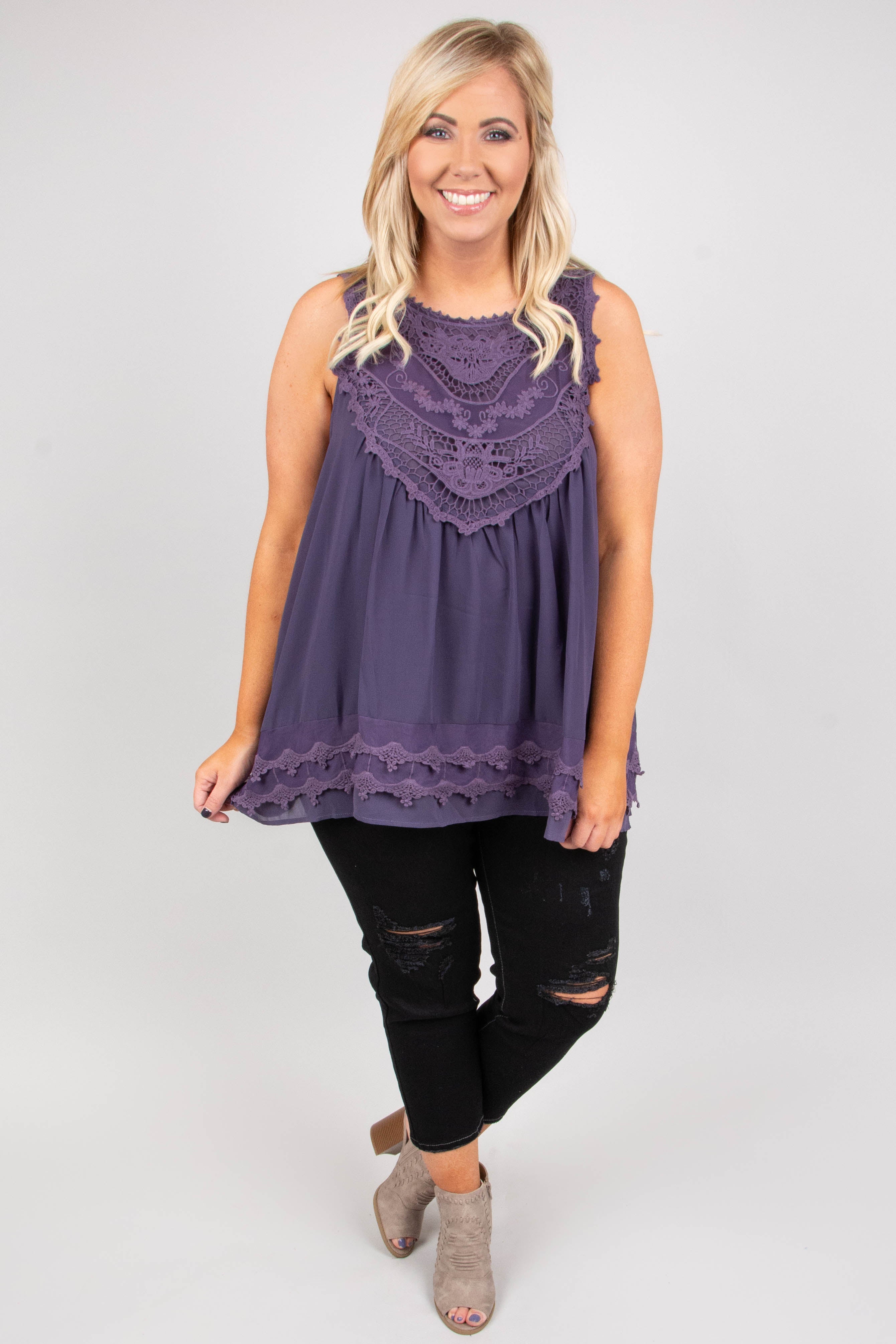 Sweet Charm Tank, Dark Grape