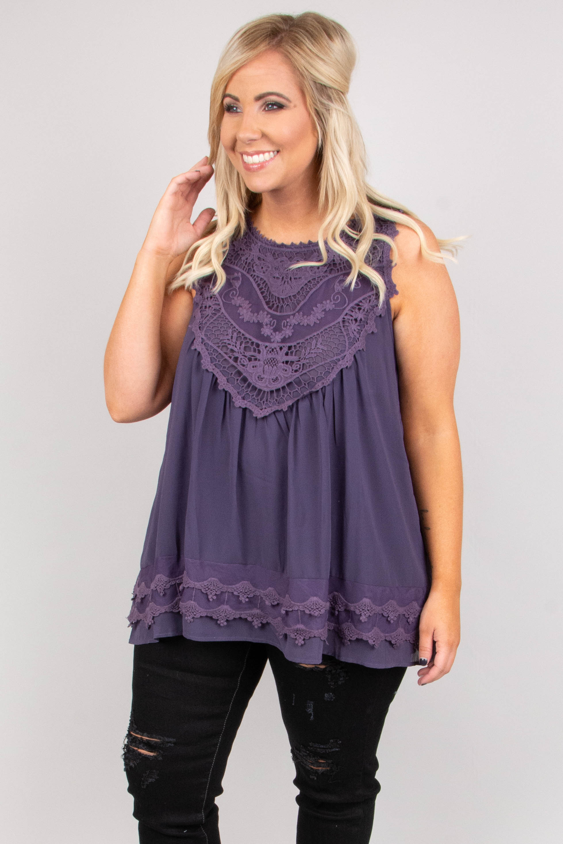 Sweet Charm Tank, Dark Grape