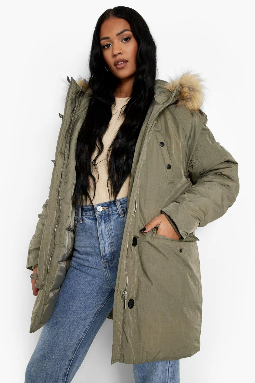 Tall Faux Fur Hooded Parka