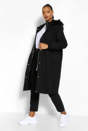 Tall Faux Fur Oversized Longline Parka