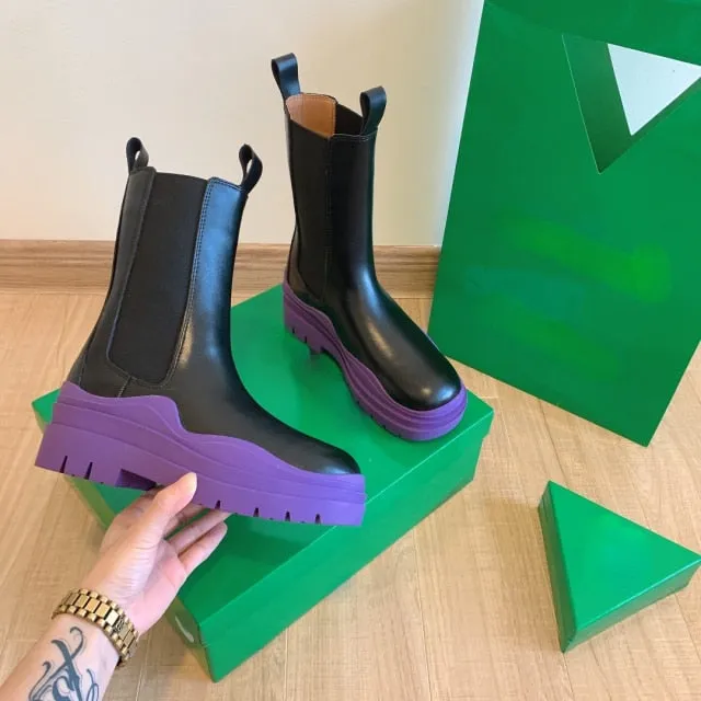 Thick Bottom Boots with Jelly Colors