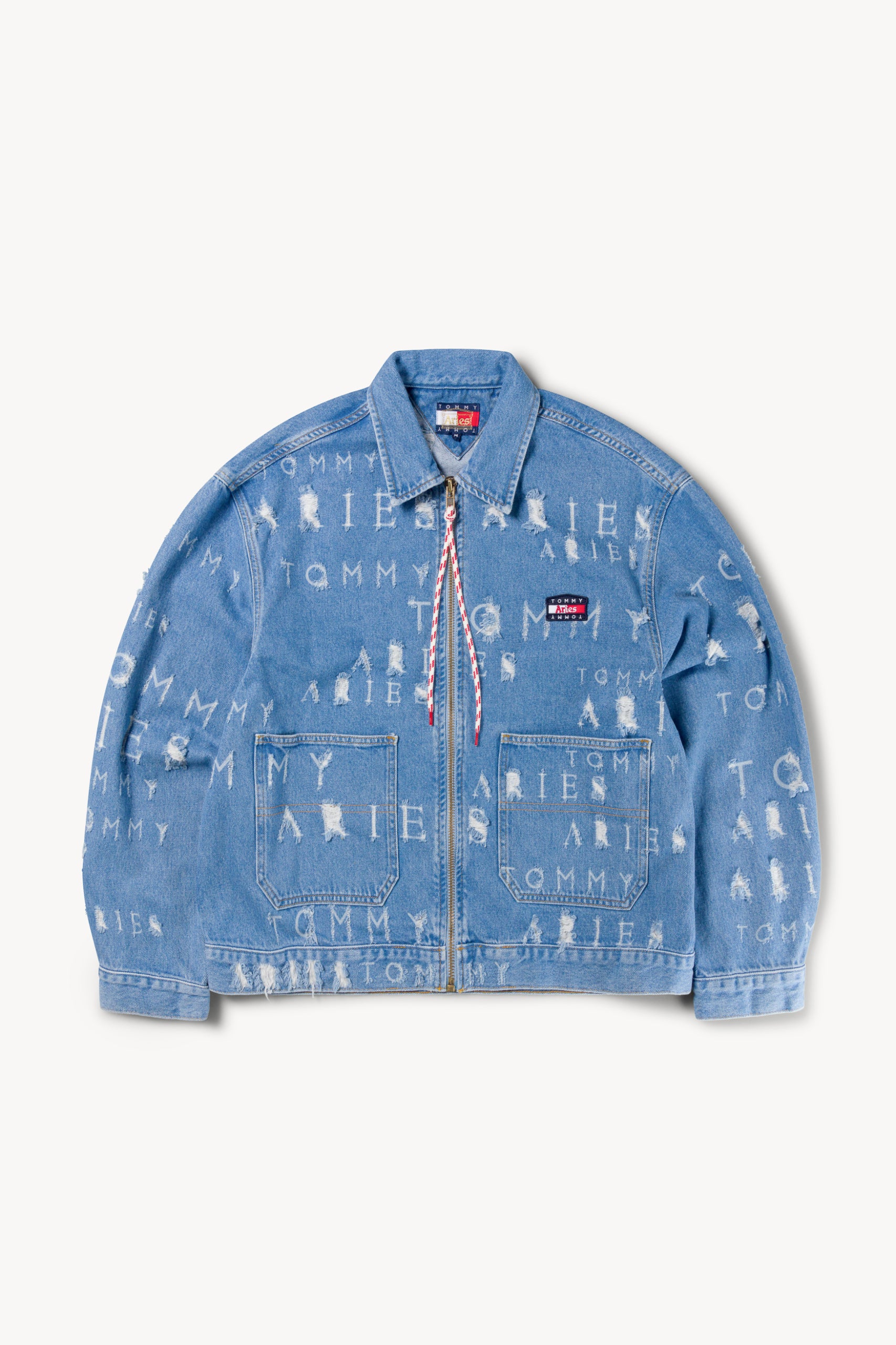 Tommy x Aries Logo Destroyed Denim Jacket