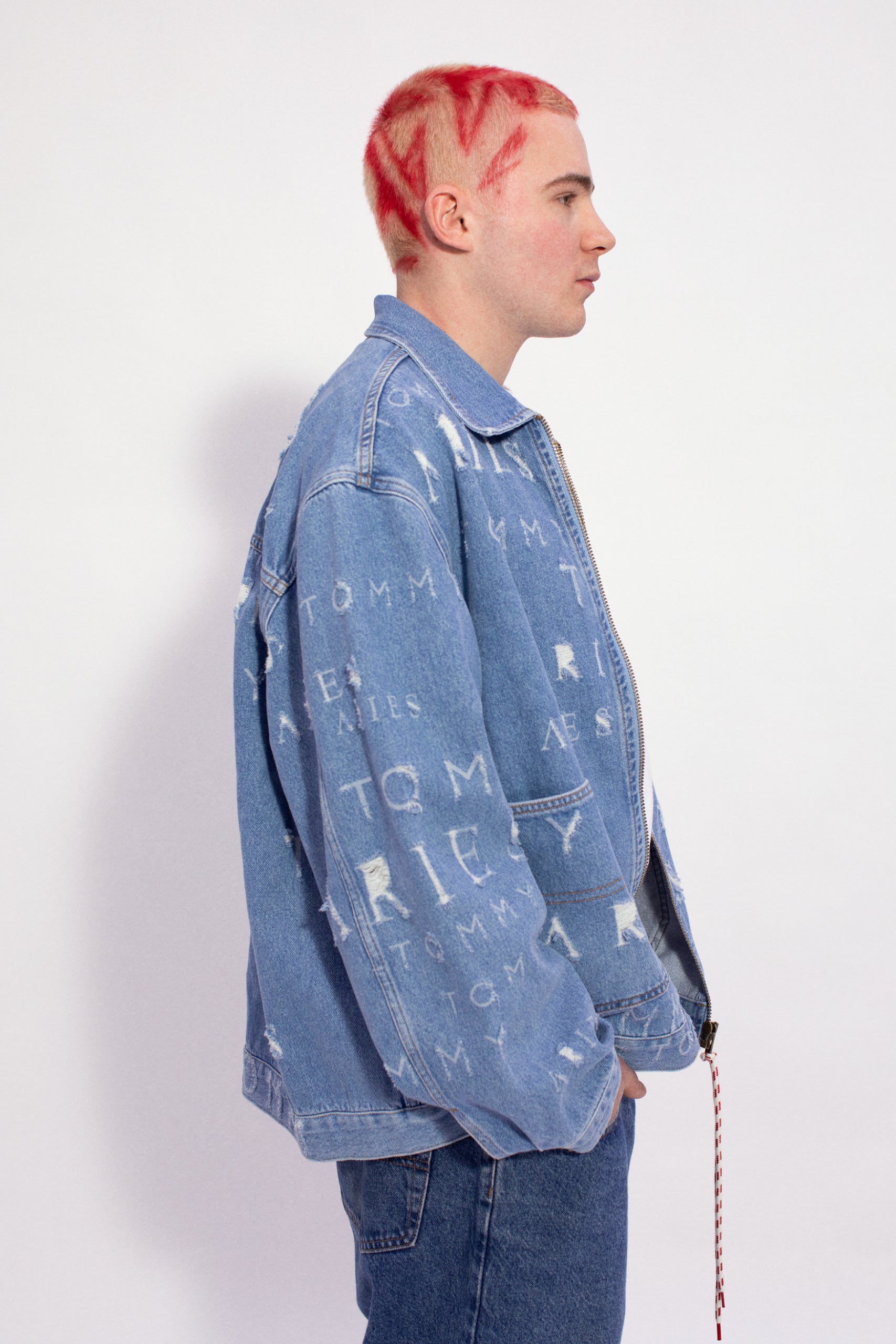 Tommy x Aries Logo Destroyed Denim Jacket