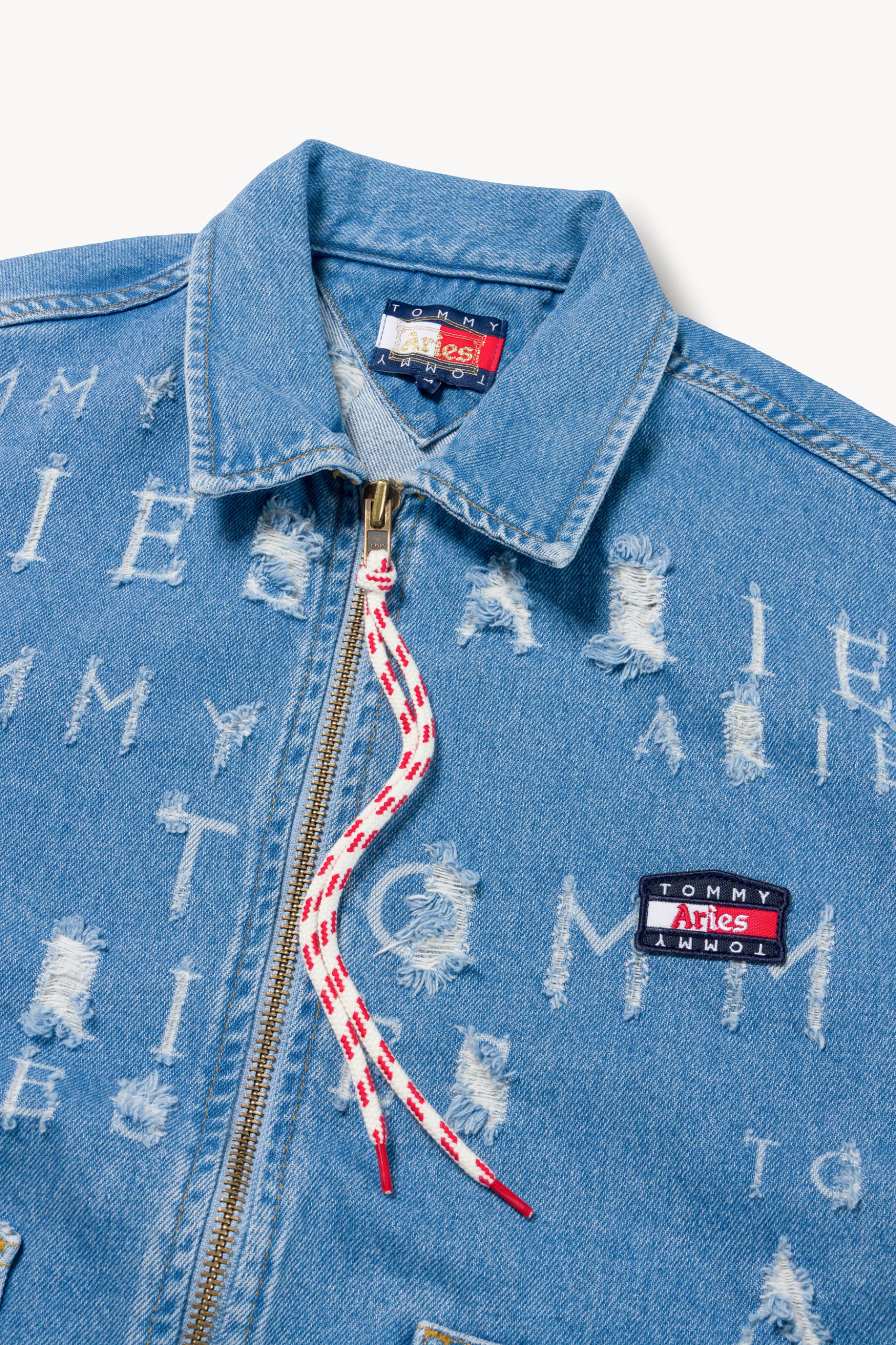 Tommy x Aries Logo Destroyed Denim Jacket